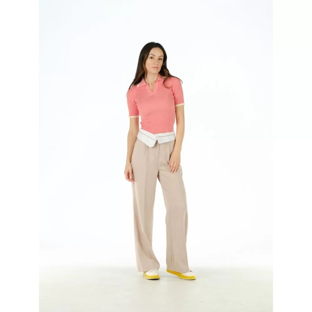 BEIGE FABRIC TROUSERS