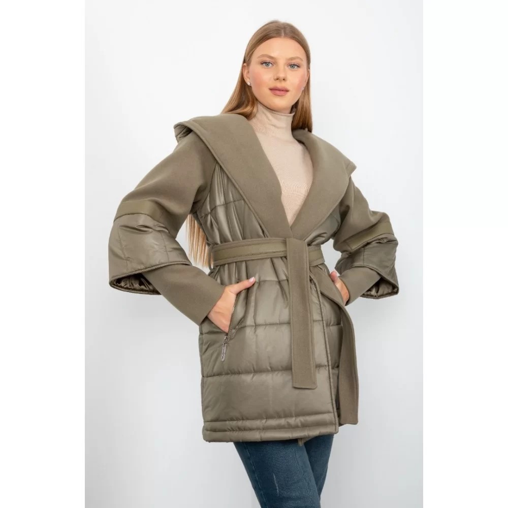 COAT SEMI CACHET SEMI PUFFER KHAKI COLOR