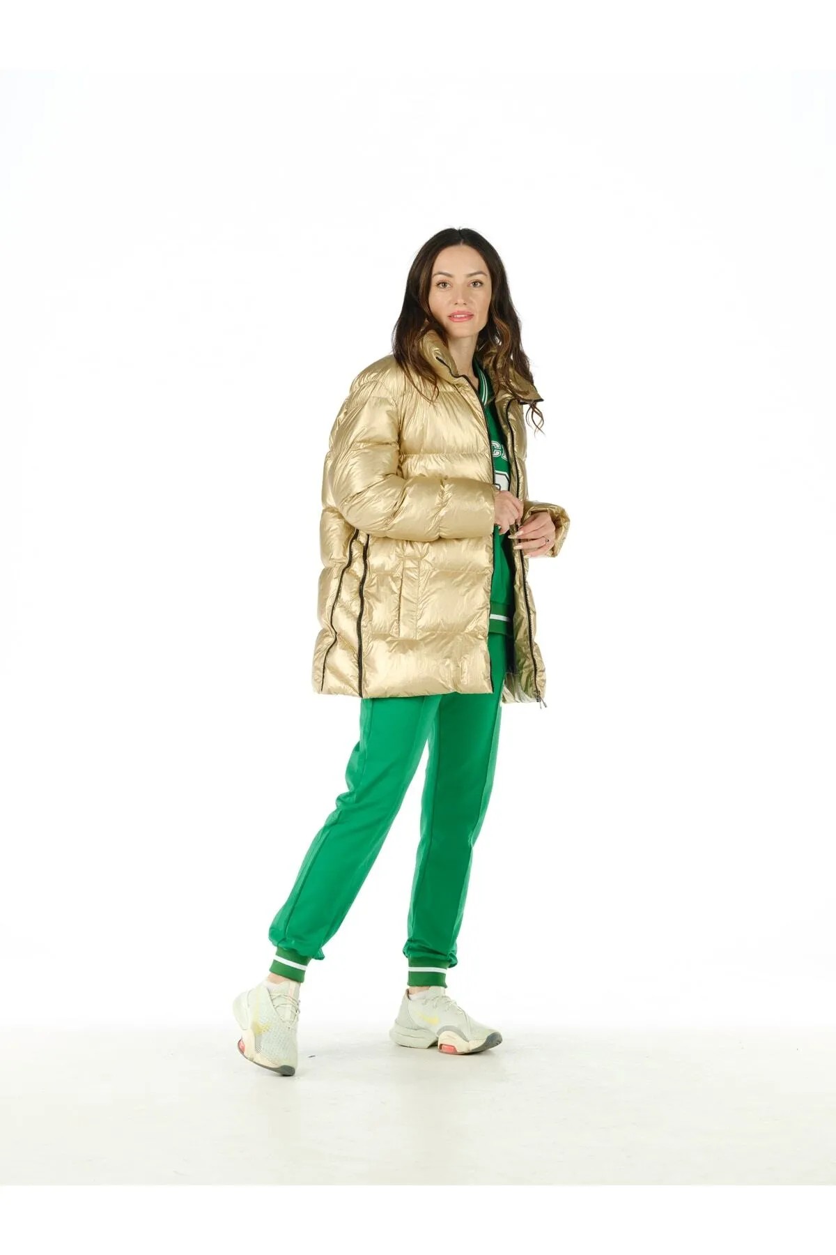 GOLD DİZ ÜSTÜ PUFFER MONT