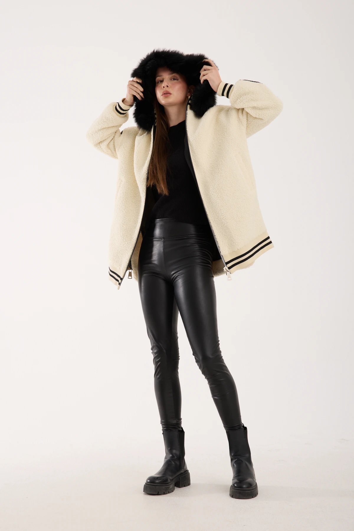 EKRU KÜRKLÜ KAPİŞON TEDY KABAN