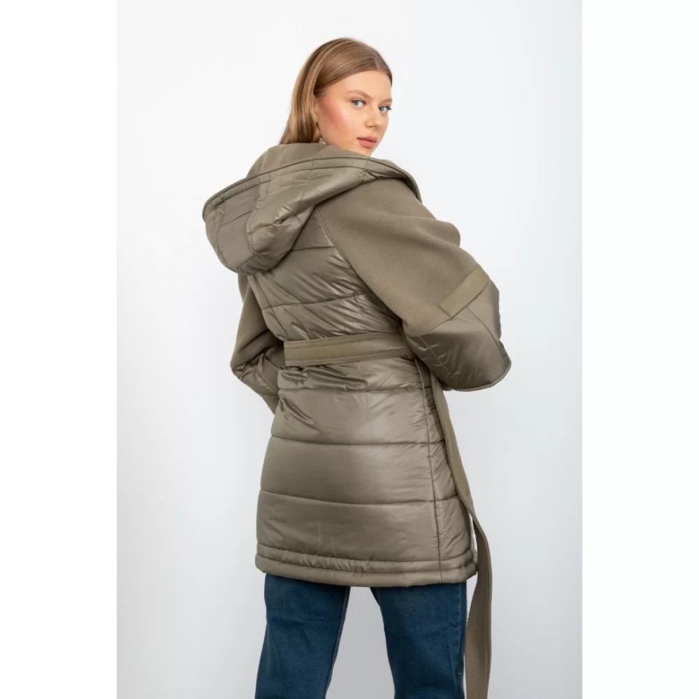 COAT SEMI CACHET SEMI PUFFER KHAKI COLOR