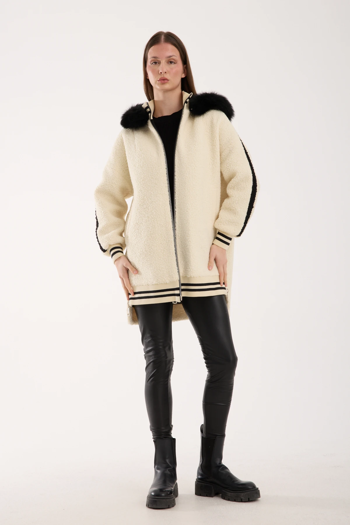 EKRU KÜRKLÜ KAPİŞON TEDY KABAN