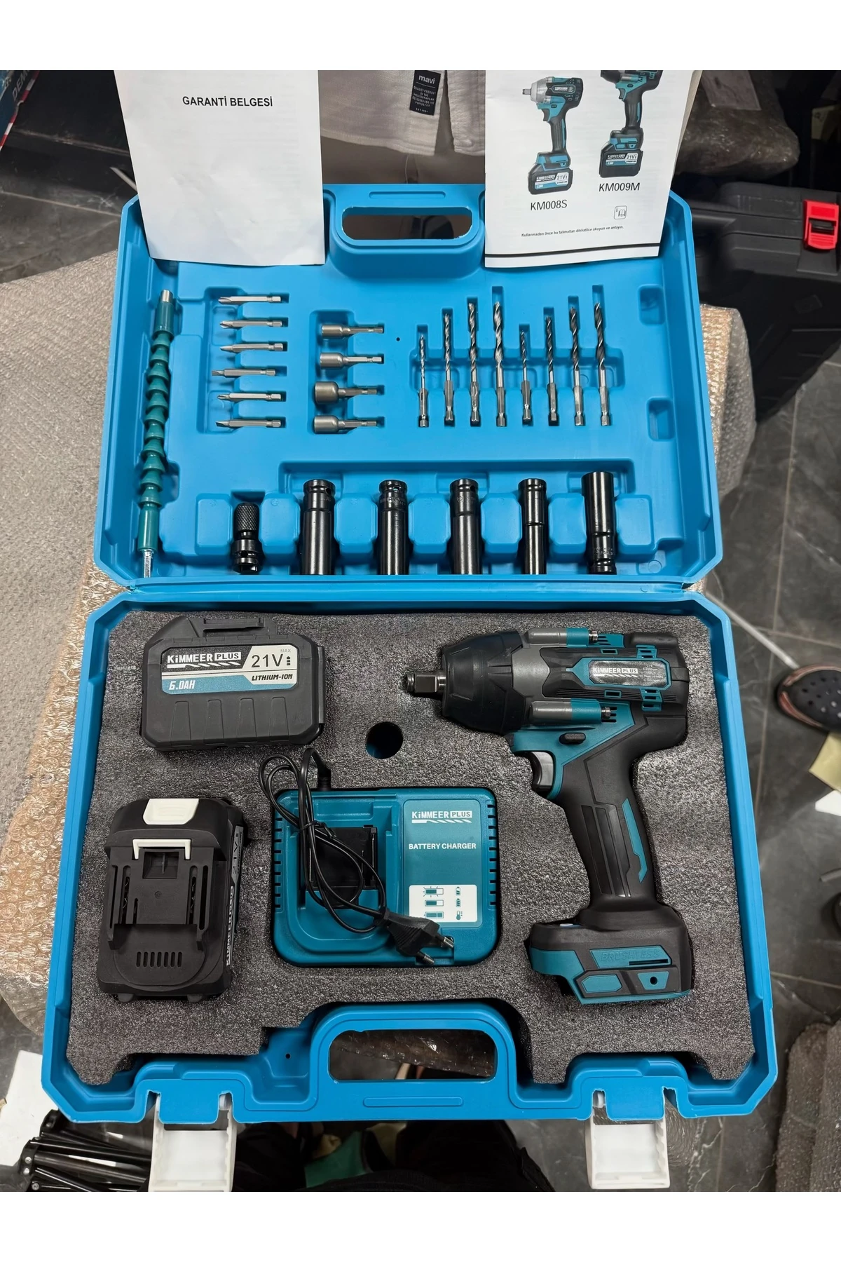 21v Çift Akü Kömürsüz Darbeli Vidalama 800nm Somun Sıkma Sökme Matkap