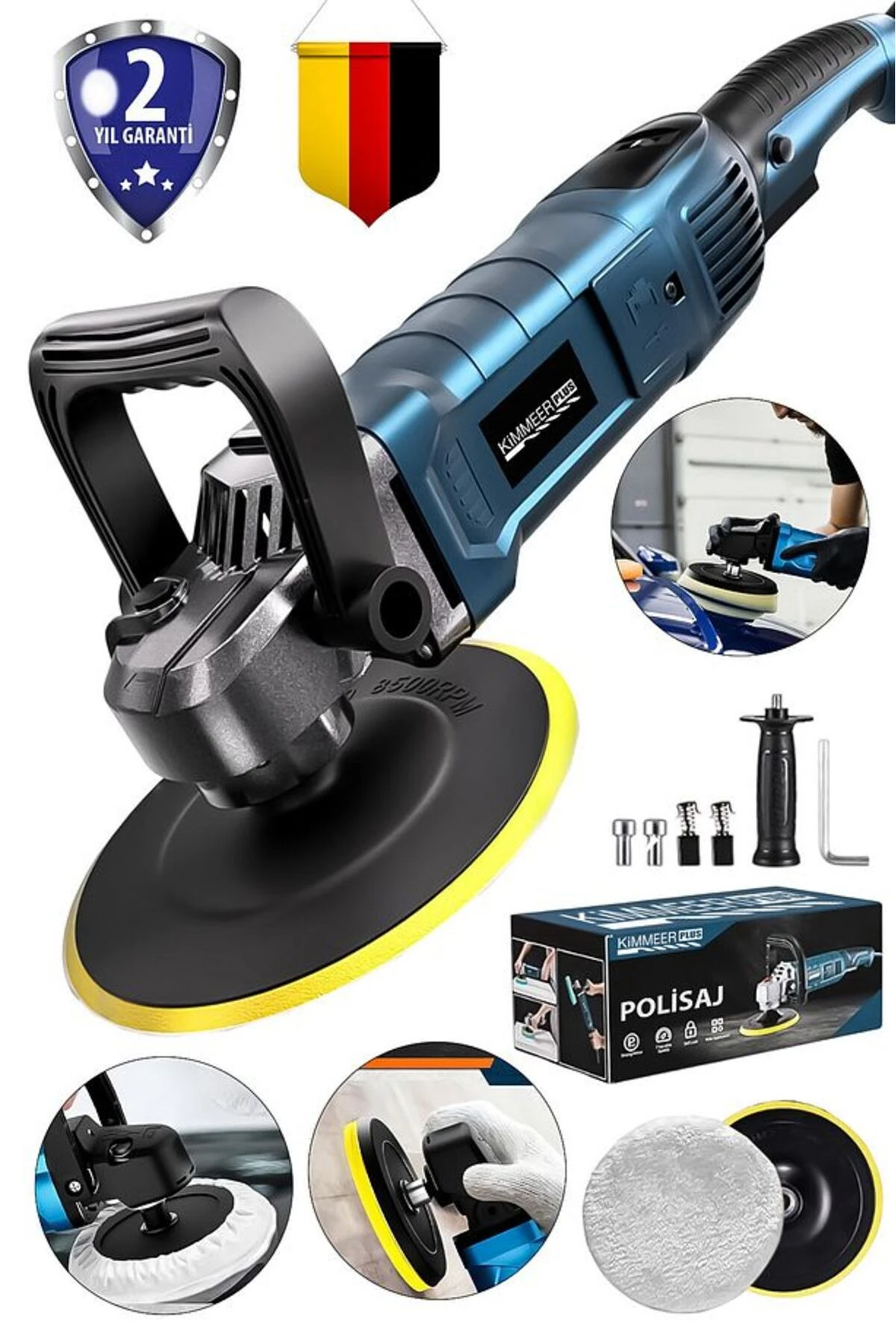 180 Mm Devir Ayarlı Polisaj Makinesi 6 Kademeli Pasta Cila Kiti 1300 Watt