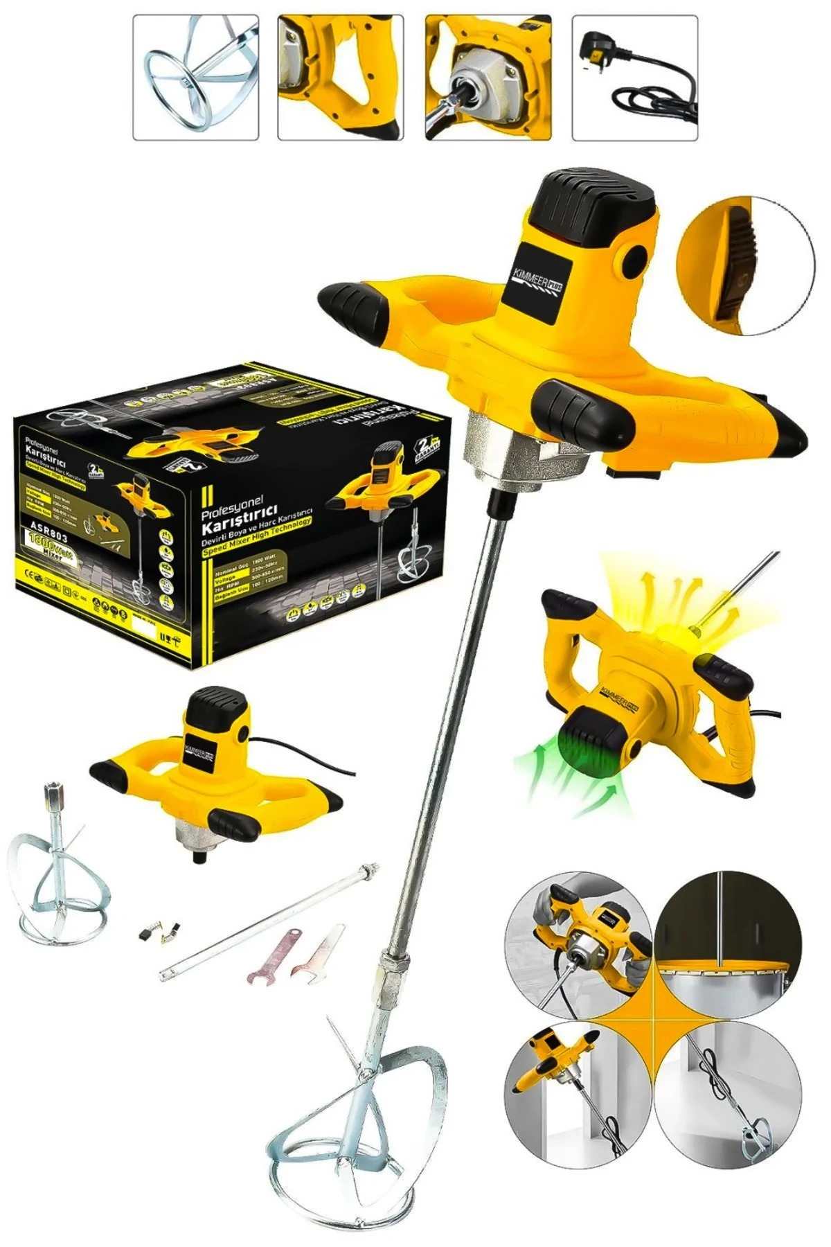 Devir Ayarlı Elektrikli Alçı Boya Ve Harç Karıştırıcı Mikser