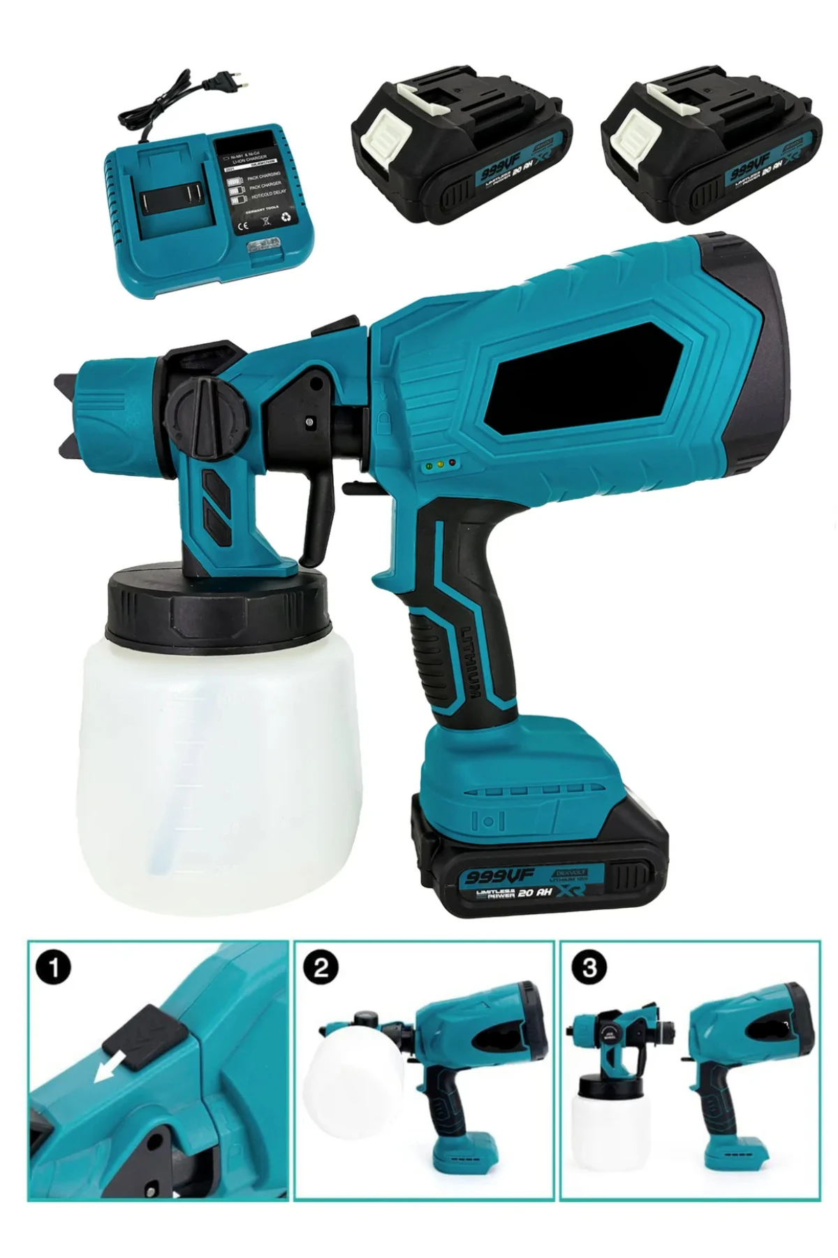 21v Çift Akülü 300 Mm Vernik Sprey Boya Püskürtme Makinesi