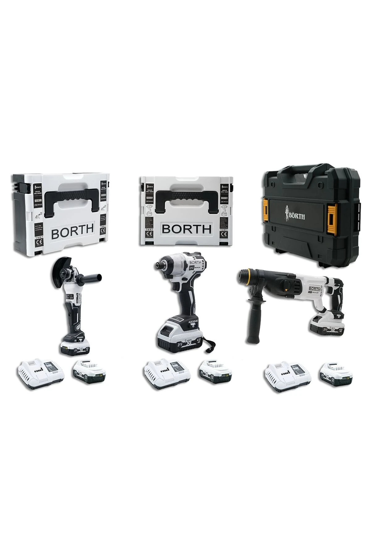 Börth Akülü 3-Lü Set Hilti & Taşlama & Torklu Vidalama