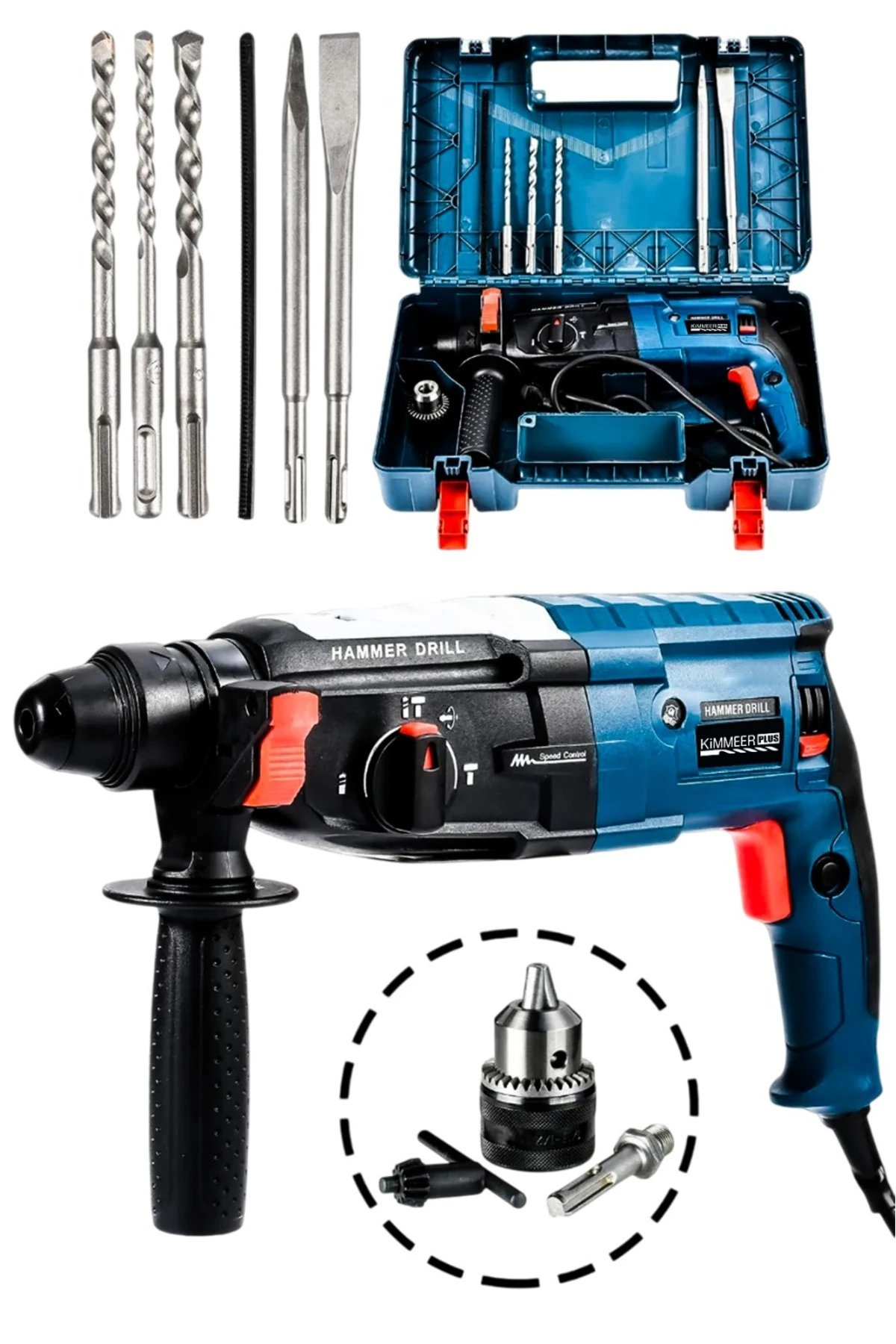 Kimmer Plus 850w Metal Şanzıman Darbeli Matkap Kırıcı Delici Hilti 2-28mm