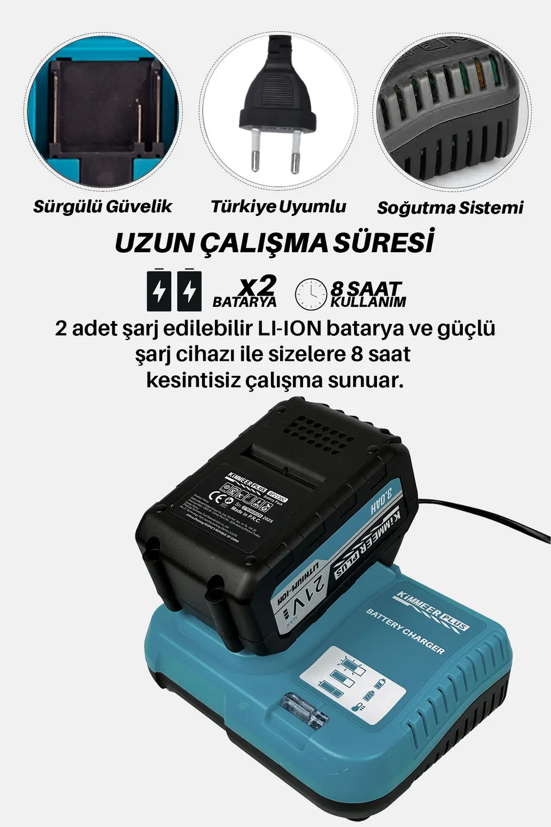 KİMMEER PLUS Profesyonel 4'Lü Set Şarjlı Makas Testere Tırpan Ve