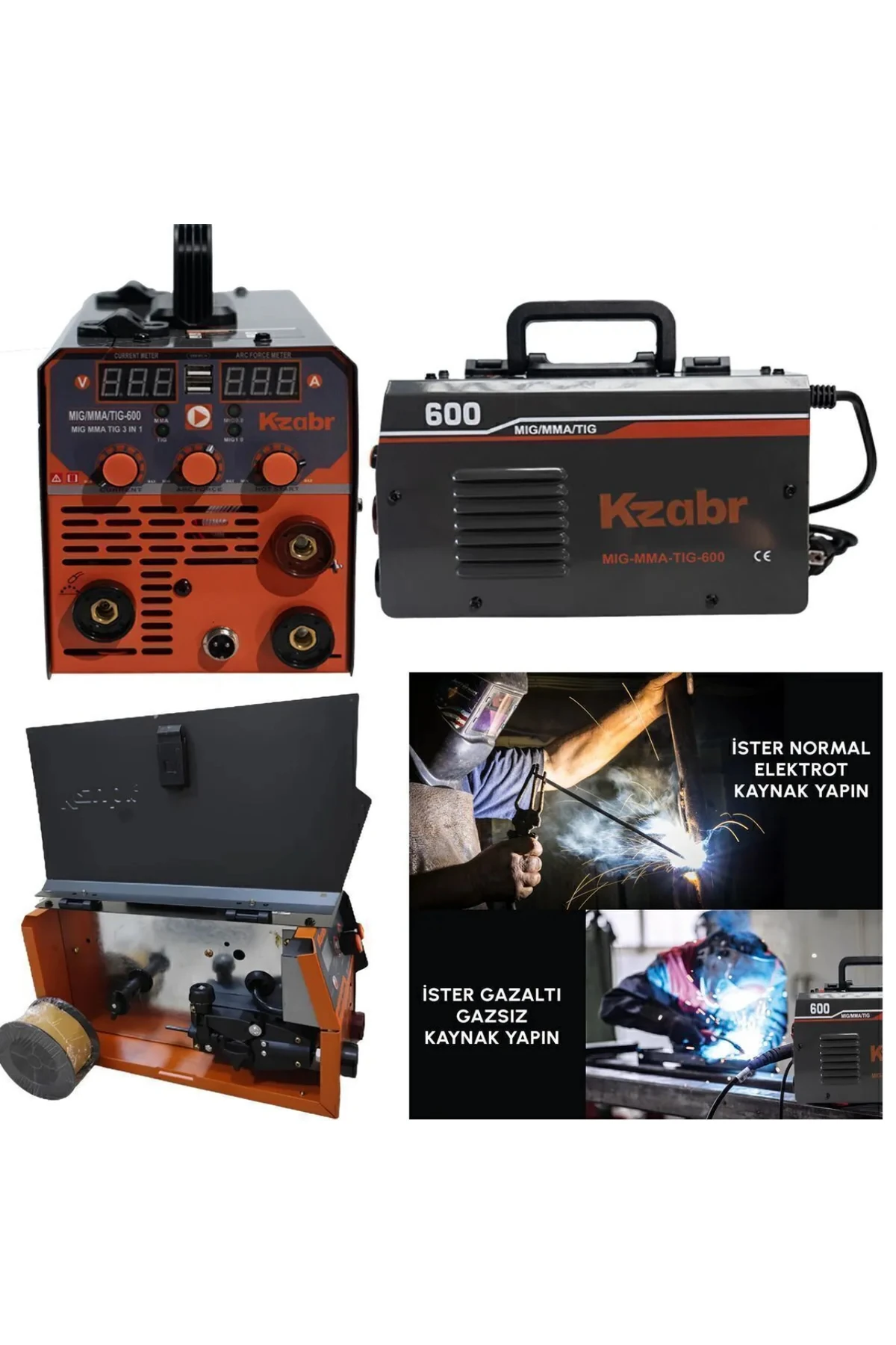 KZABR 600 Dijital Welding Gazsız Gaz Altı Kaynak Makinesi Mıg-tıg-mma 3'ü Bir Arada