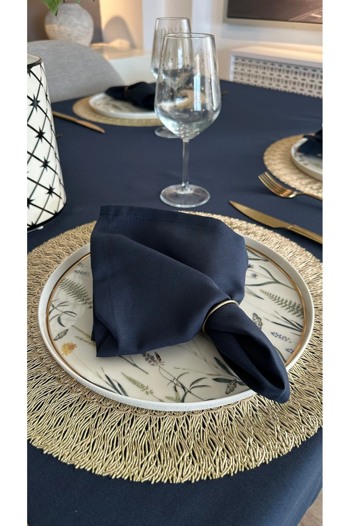 6 lı Pamuklu Leke Tutmaz Lacivert Peçete