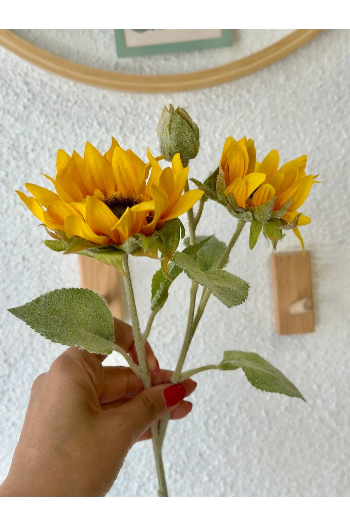 1. Kalite Yapay Ayçiçeği Dalı 45 cm