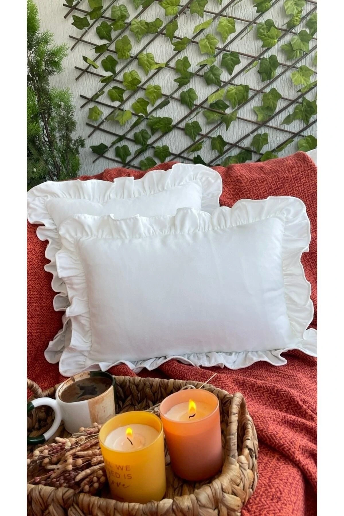 Kadife Doku Vintage Fırfırlı Kırlent Kılıfı 5