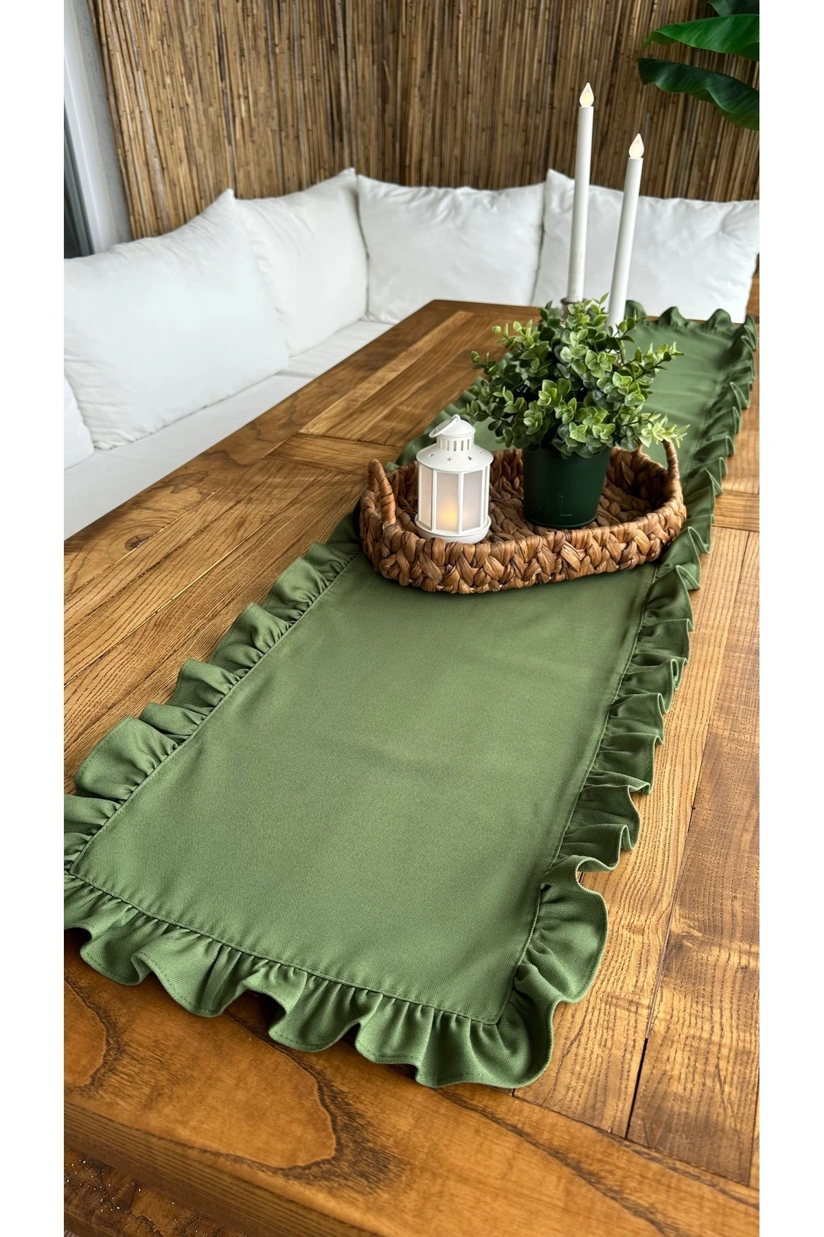 Tam Fırfırlı Runner Leke Tutmaz 40x160 cm 