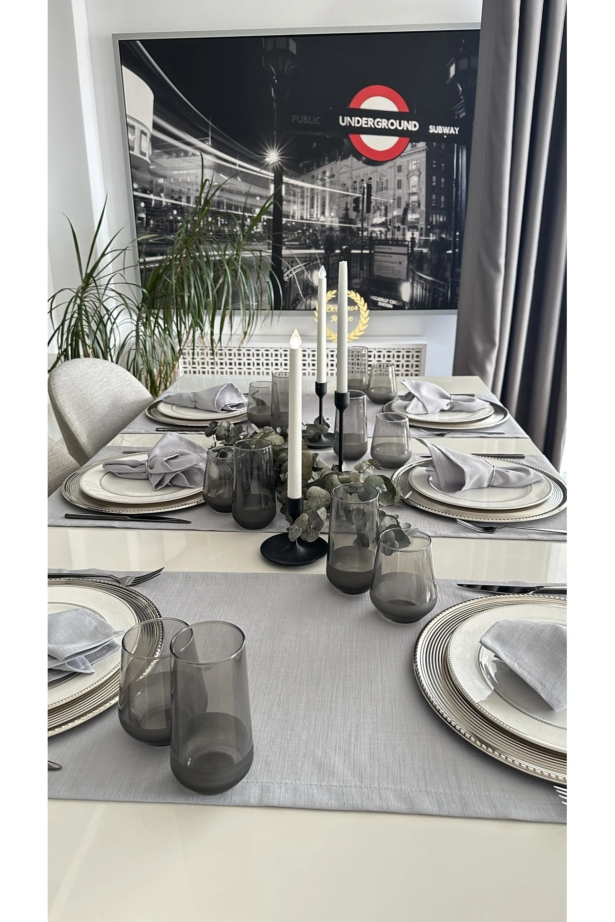 Keten Dokulu Gri Runner Kısa Runner 1 Ad