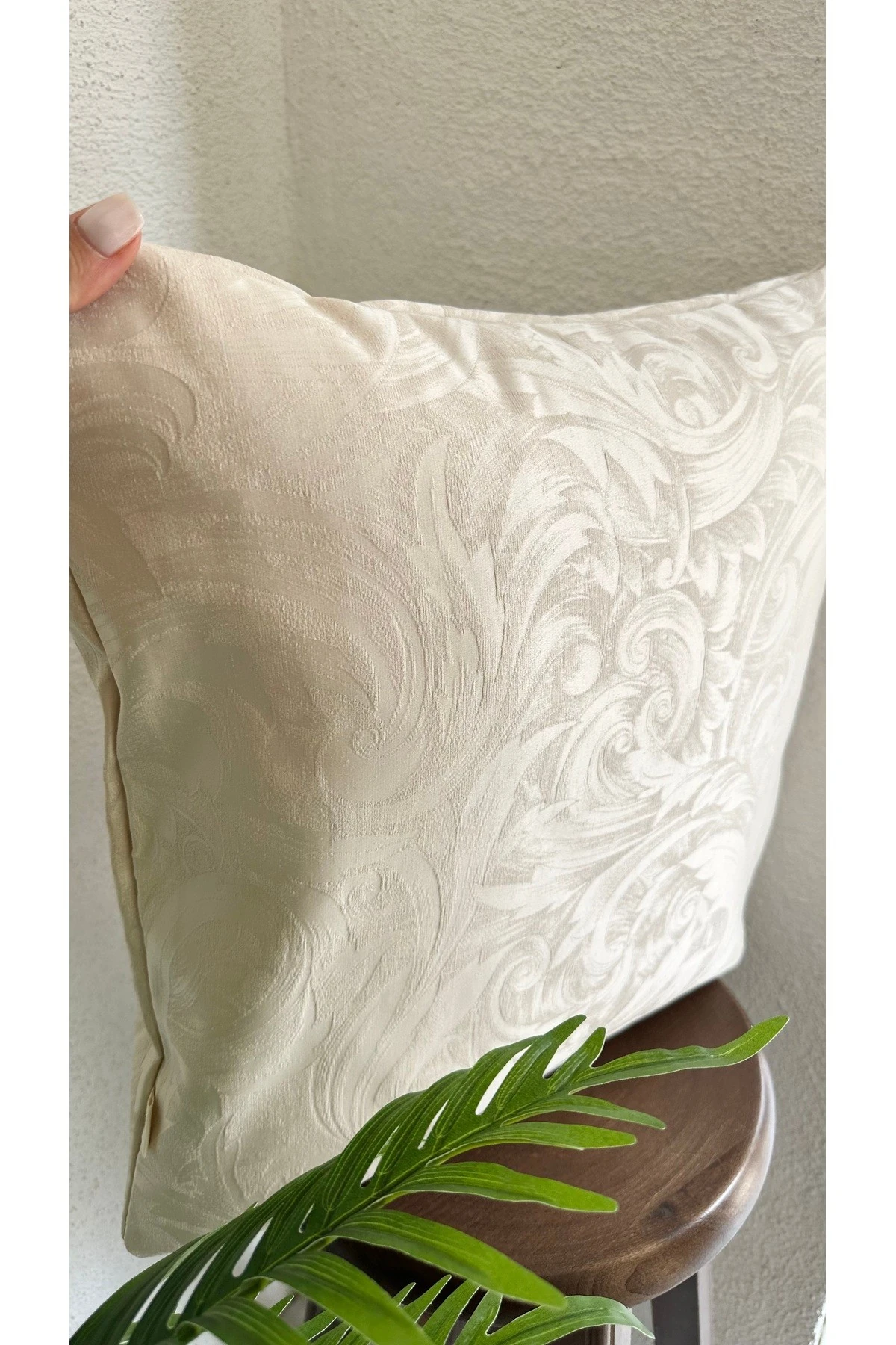 1. Kalite Dokuma Kumaş Ekru Kırlent Kılıfı desen2