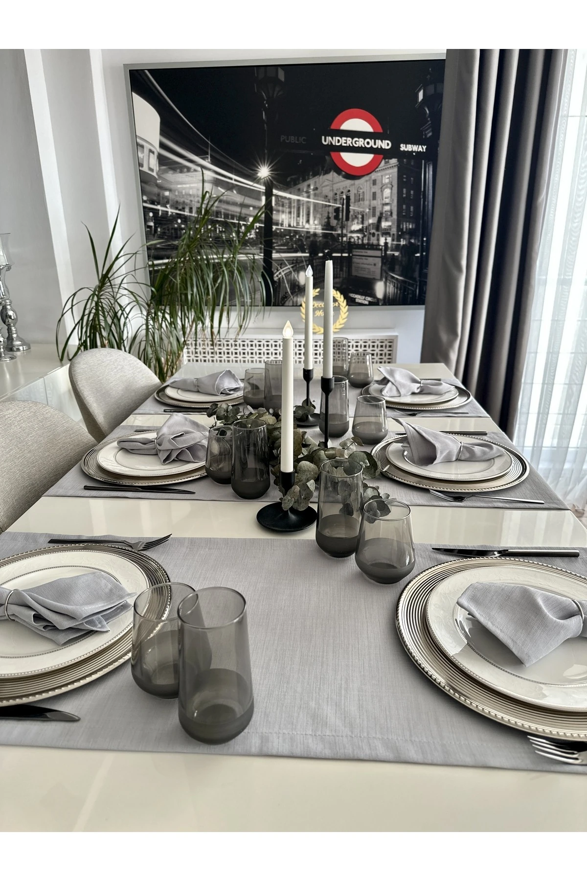 Keten Dokulu Gri Runner Kısa Runner 1 Ad