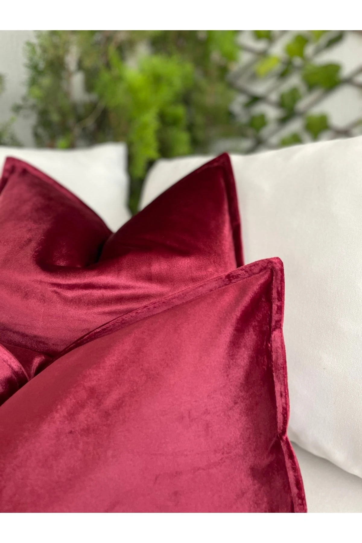 Kadife Kırlent Kılıfı Kırmızı Kadife Kırlent Kılıfı