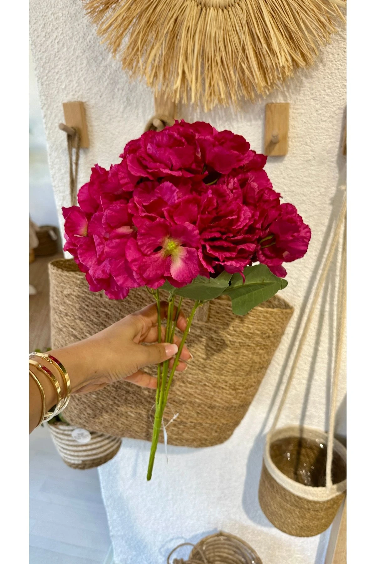 Büyük Demet Yapay Fuşya Pembe Ortanca