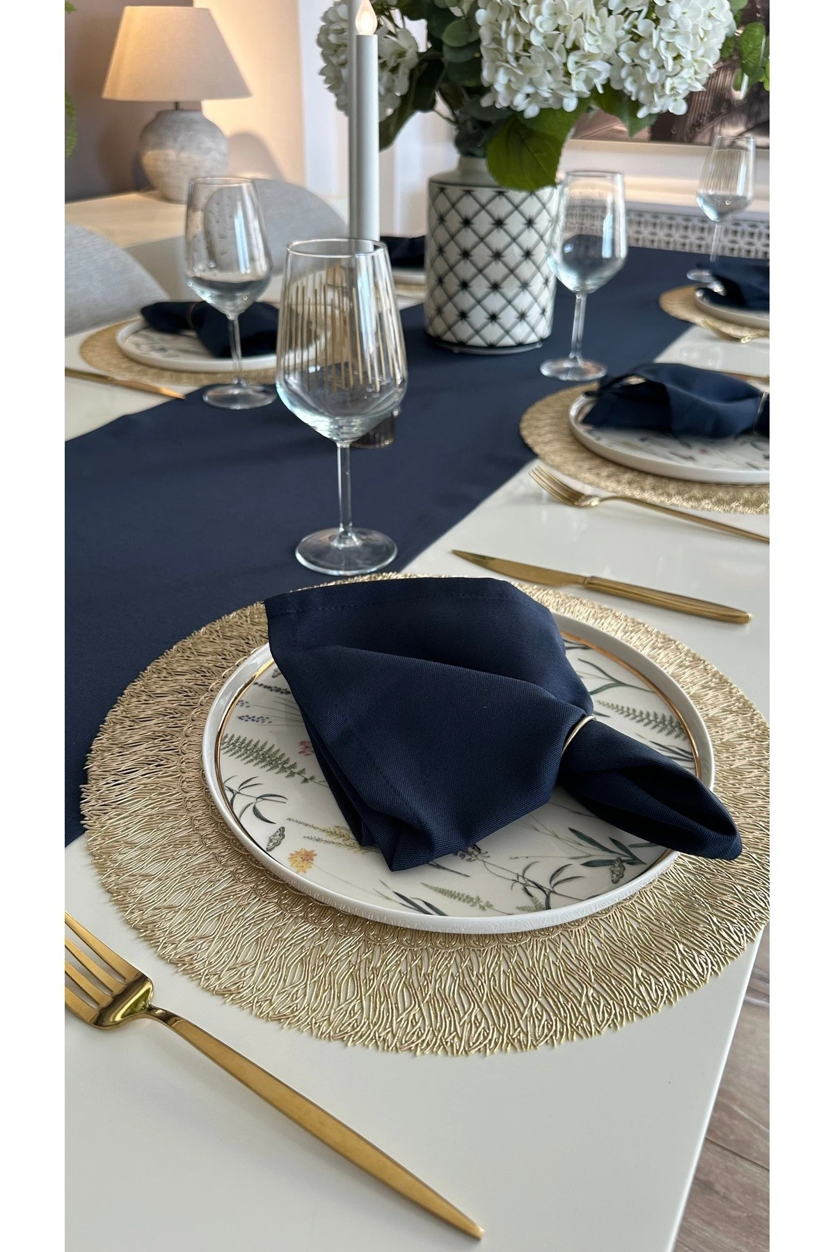 6 lı Pamuklu Leke Tutmaz Lacivert Peçete