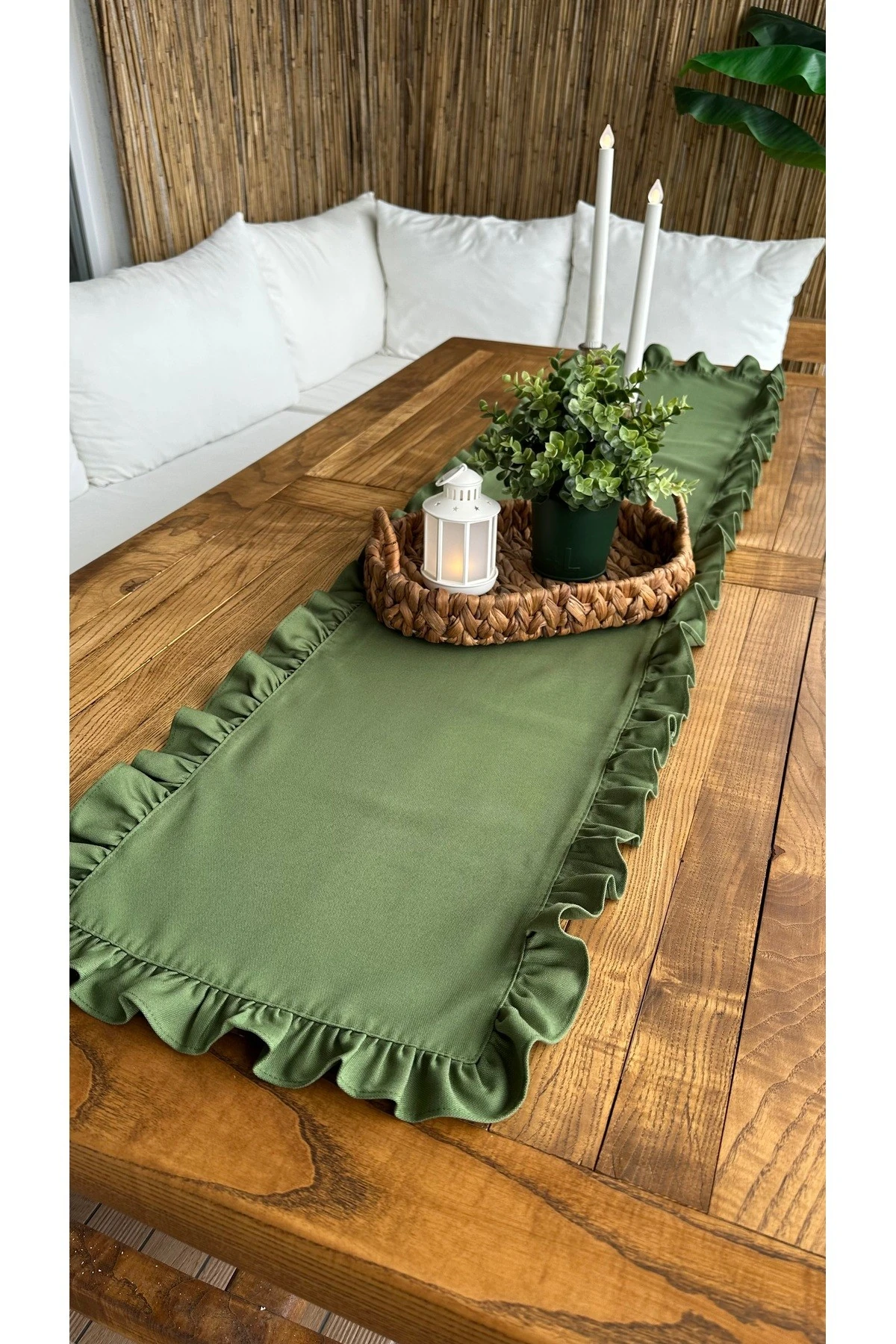 Tam Fırfırlı Runner Leke Tutmaz 40x160 cm 