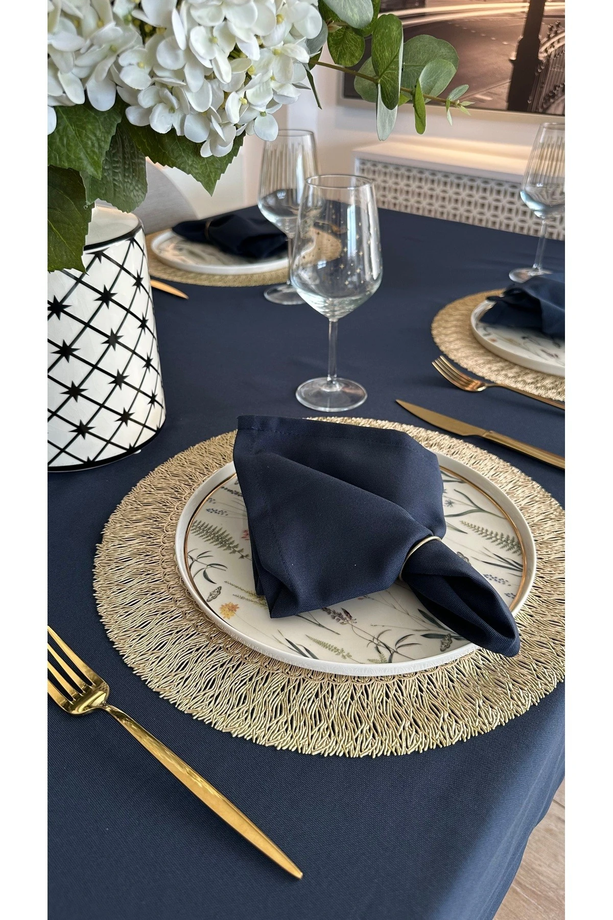 6 lı Pamuklu Leke Tutmaz Lacivert Peçete