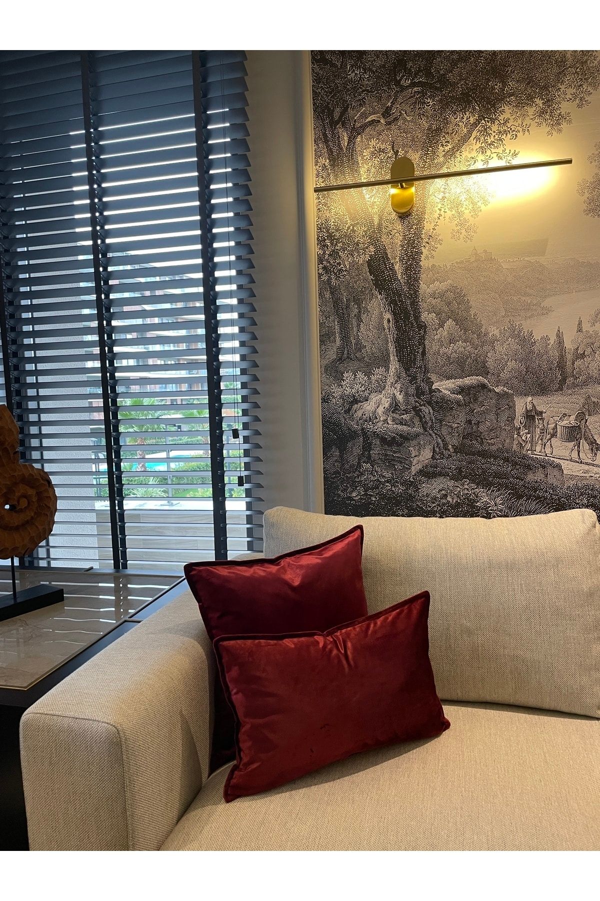 Kadife Kırlent Kılıfı Kırmızı Kadife Kırlent Kılıfı