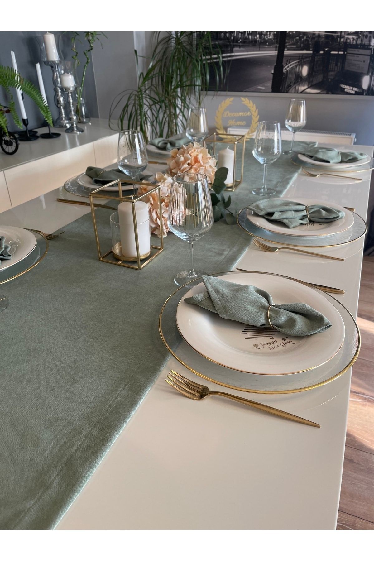 Kadife Dokulu Dertsiz Çağla Yeşili Peçete 6 Adet