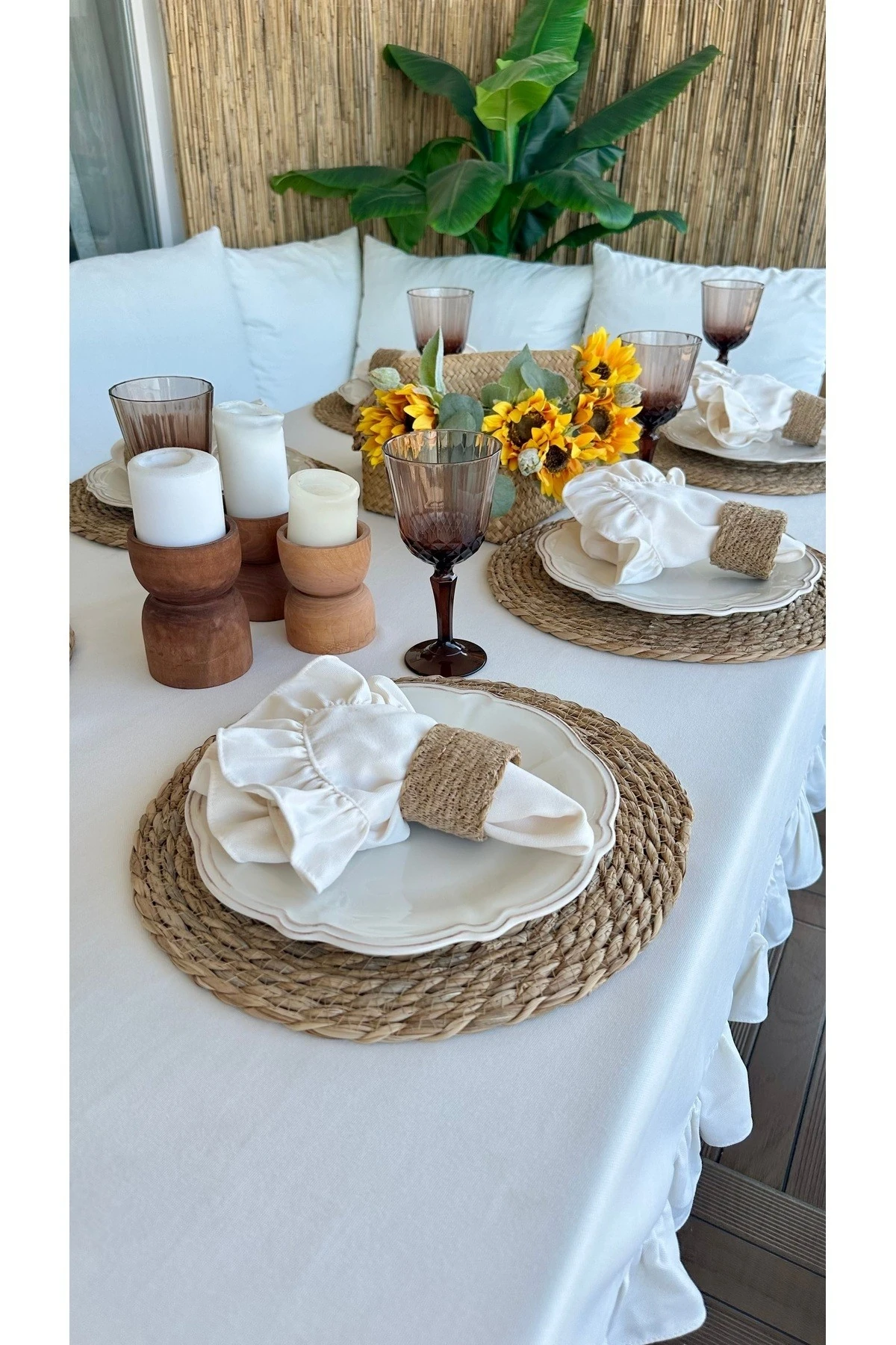 6 Adet Kadife Doku Dertsiz, Leke Tutmaz Fırfırlı Peçete