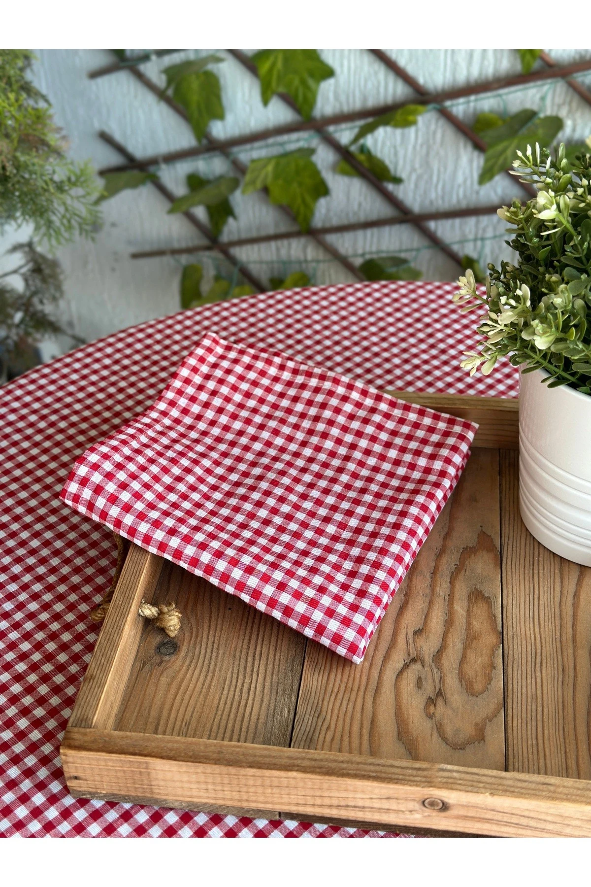 6 Adet Thin Keten Pötikareli Kumaş Peçete