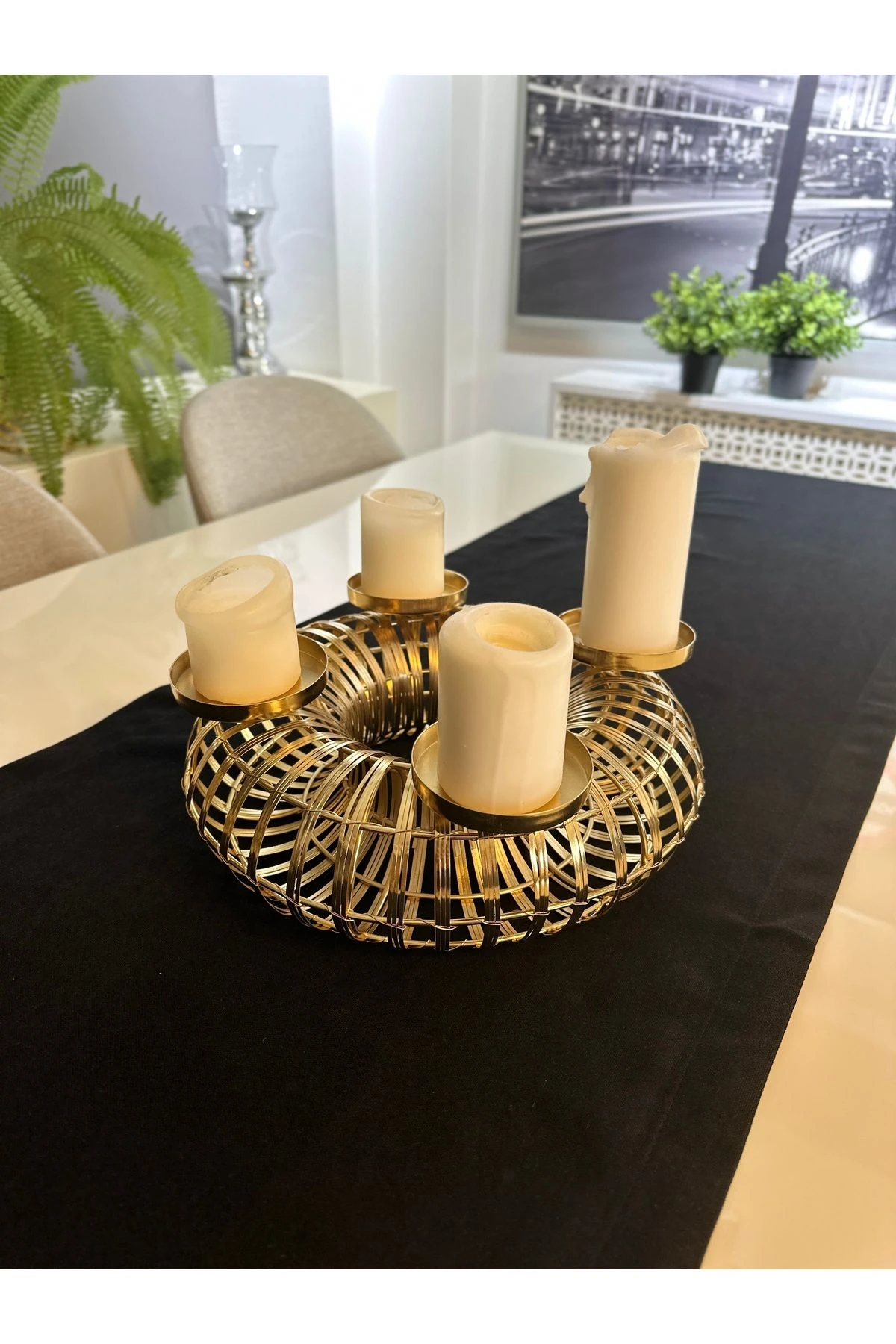 Gold Rengi Metal Dekoratif Mumluk (Mum Dahil Değildir )