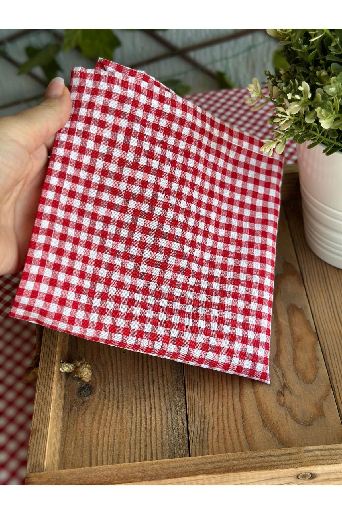 6 Adet Thin Keten Pötikareli Kumaş Peçete