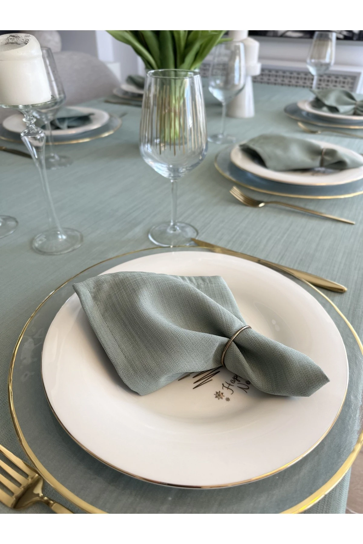 6 Adet Keten Dokulu Kumaş Peçete - 4