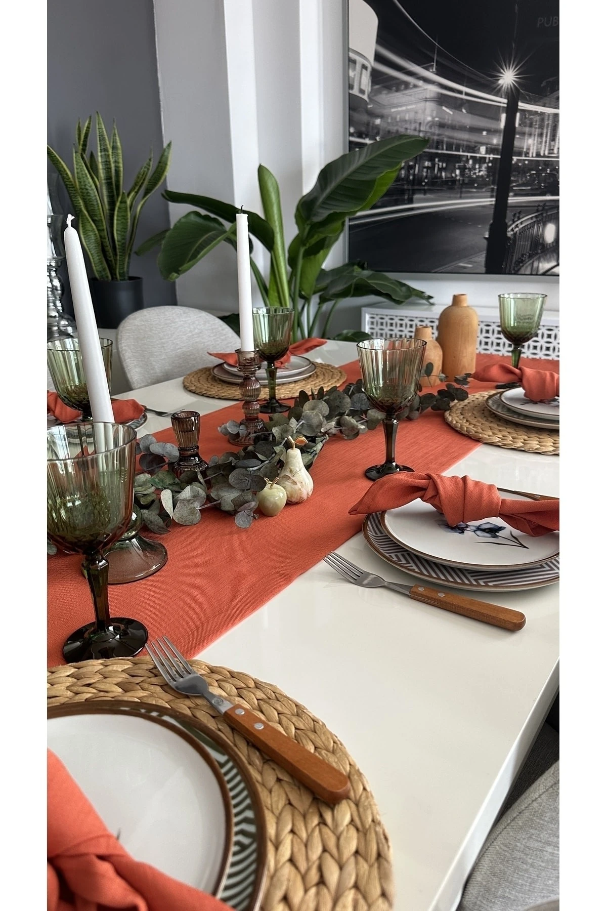 Keten Dokulu Kiremit Tarçın Runner