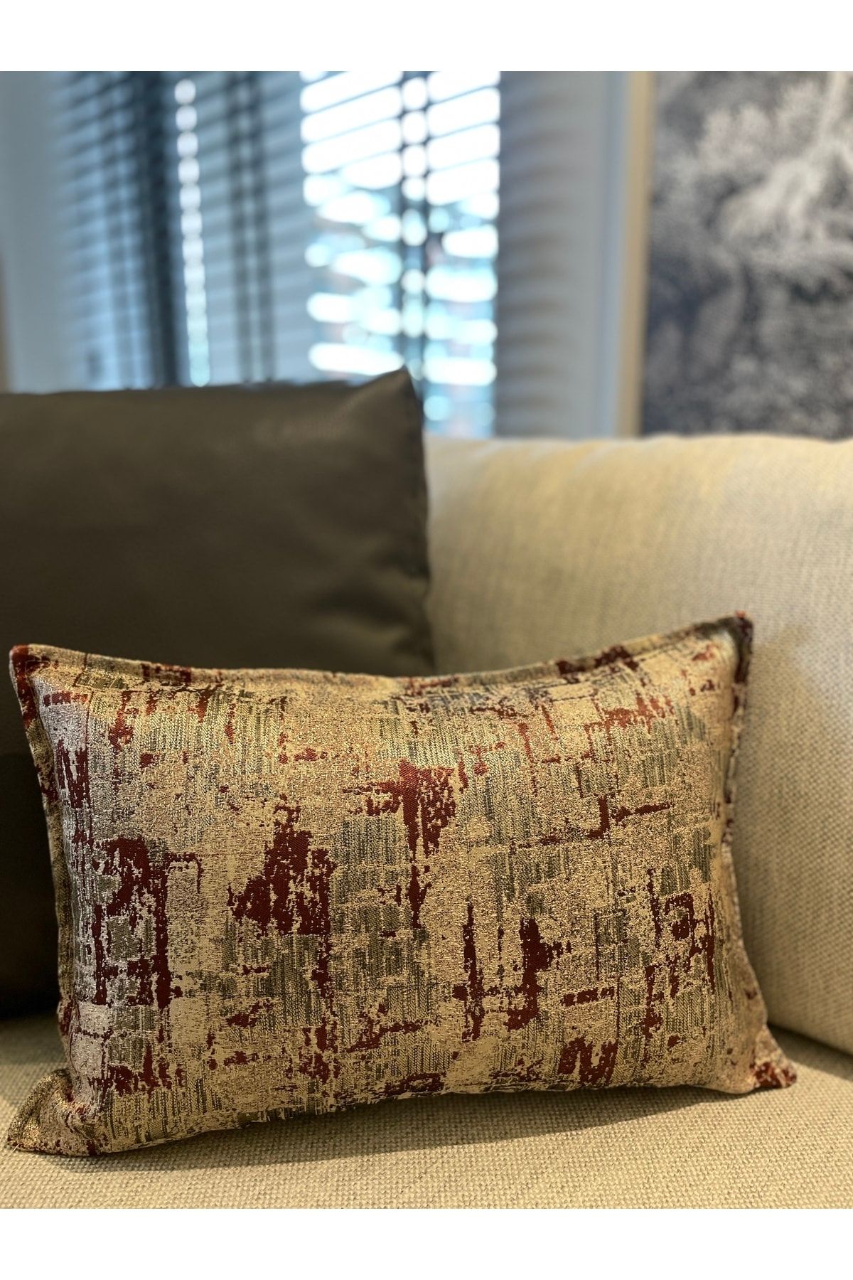 Gold Bakır Detaylı Kırlent Kılıfı