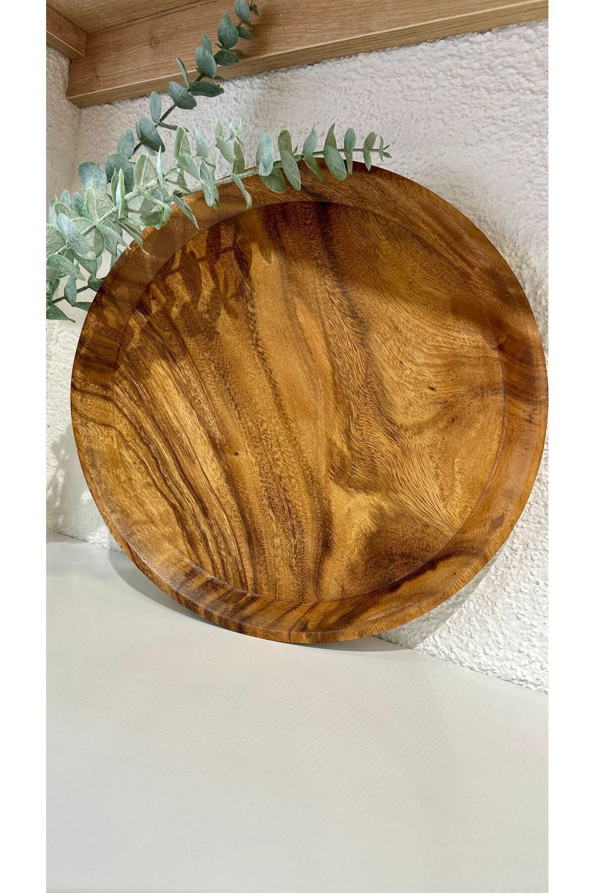 Akasya Ahşap Tepsi 30 Cm Çap