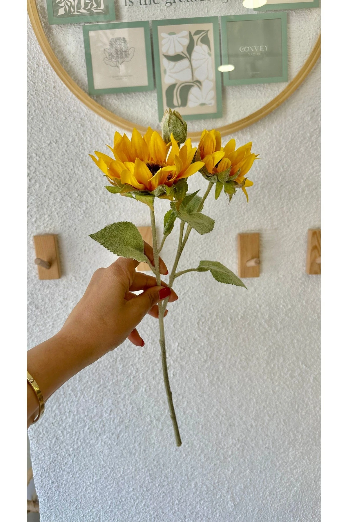 1. Kalite Yapay Ayçiçeği Dalı 45 cm