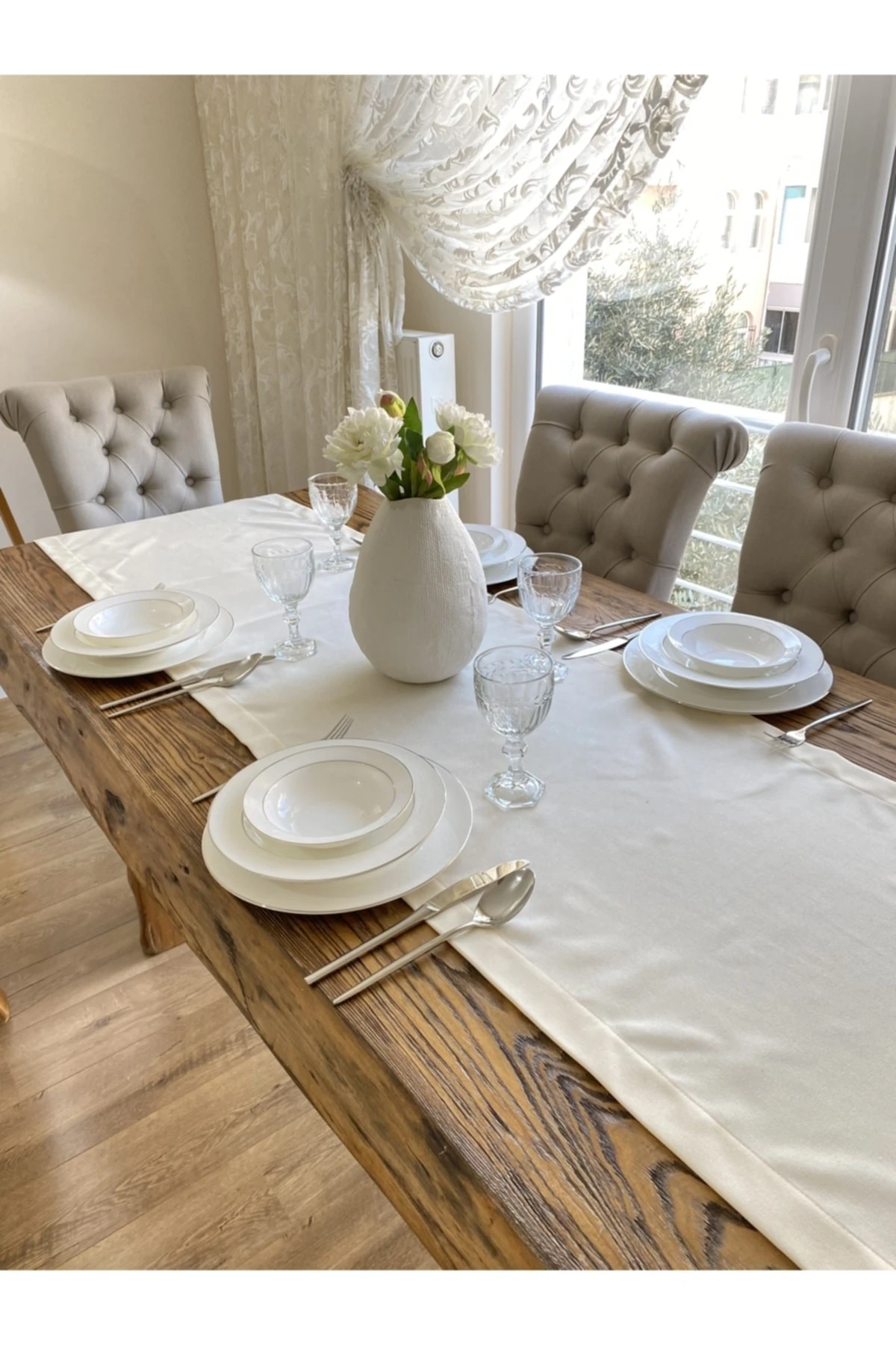 Soft Kumaş Dertsiz Ekru Uzun Runner