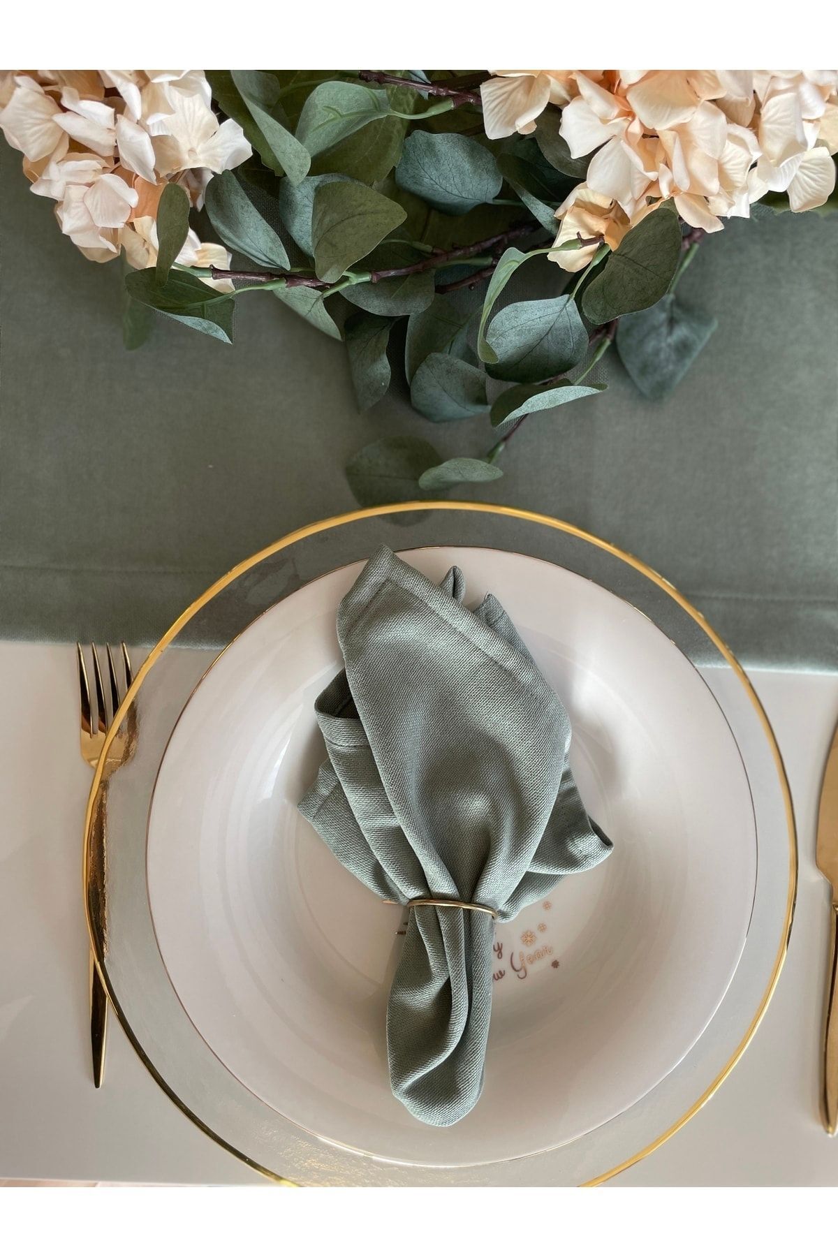 Kadife Dokulu Dertsiz Çağla Yeşili Peçete 6 Adet