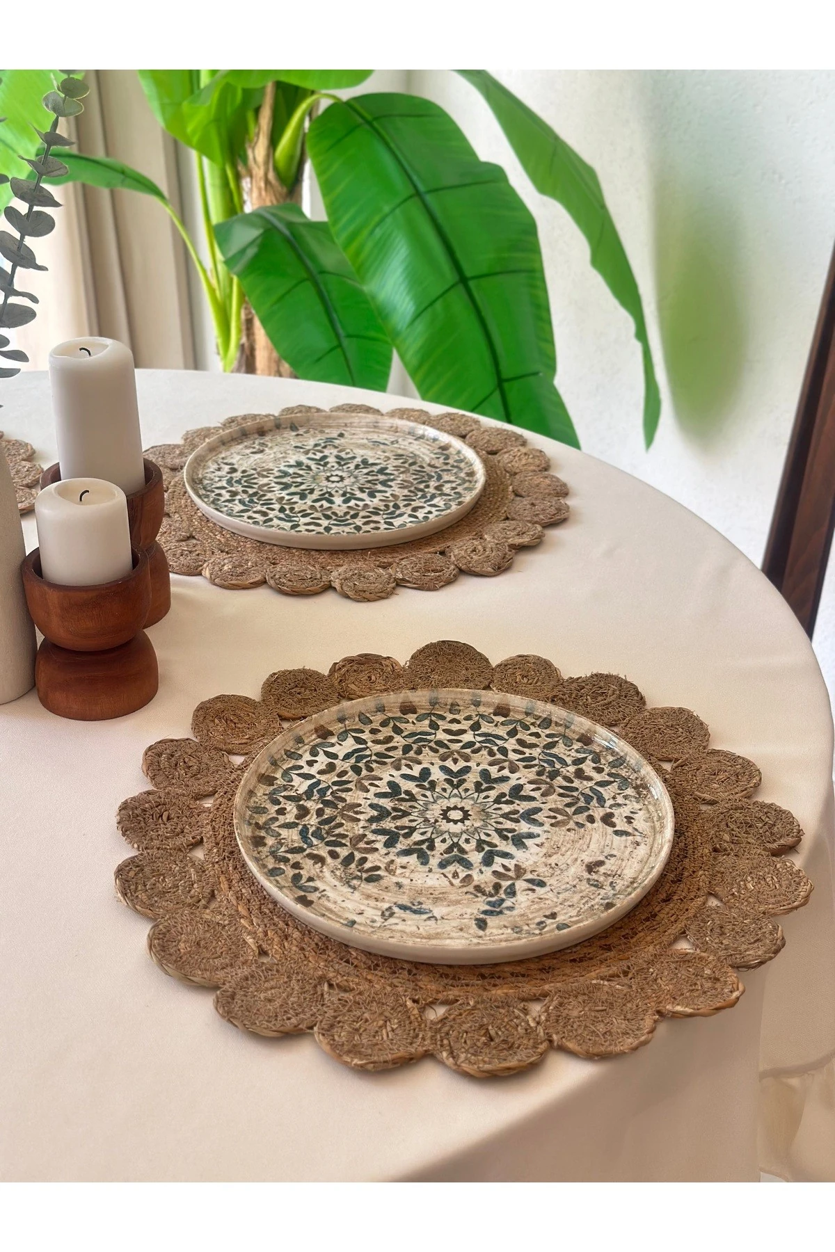 6 Ad Çiçek Desen Hasır Amerikan Servis Hasır Supla