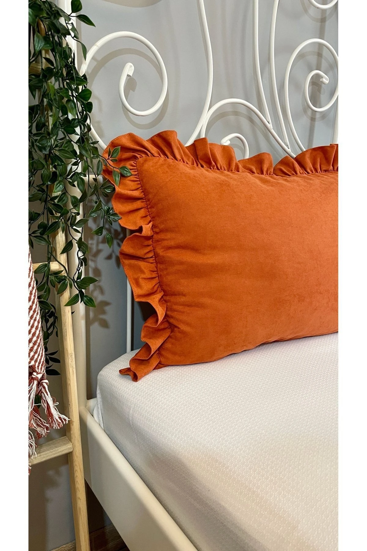 Fırfırlı Kiremit Yatak Kırlent Kılıfı 2’li