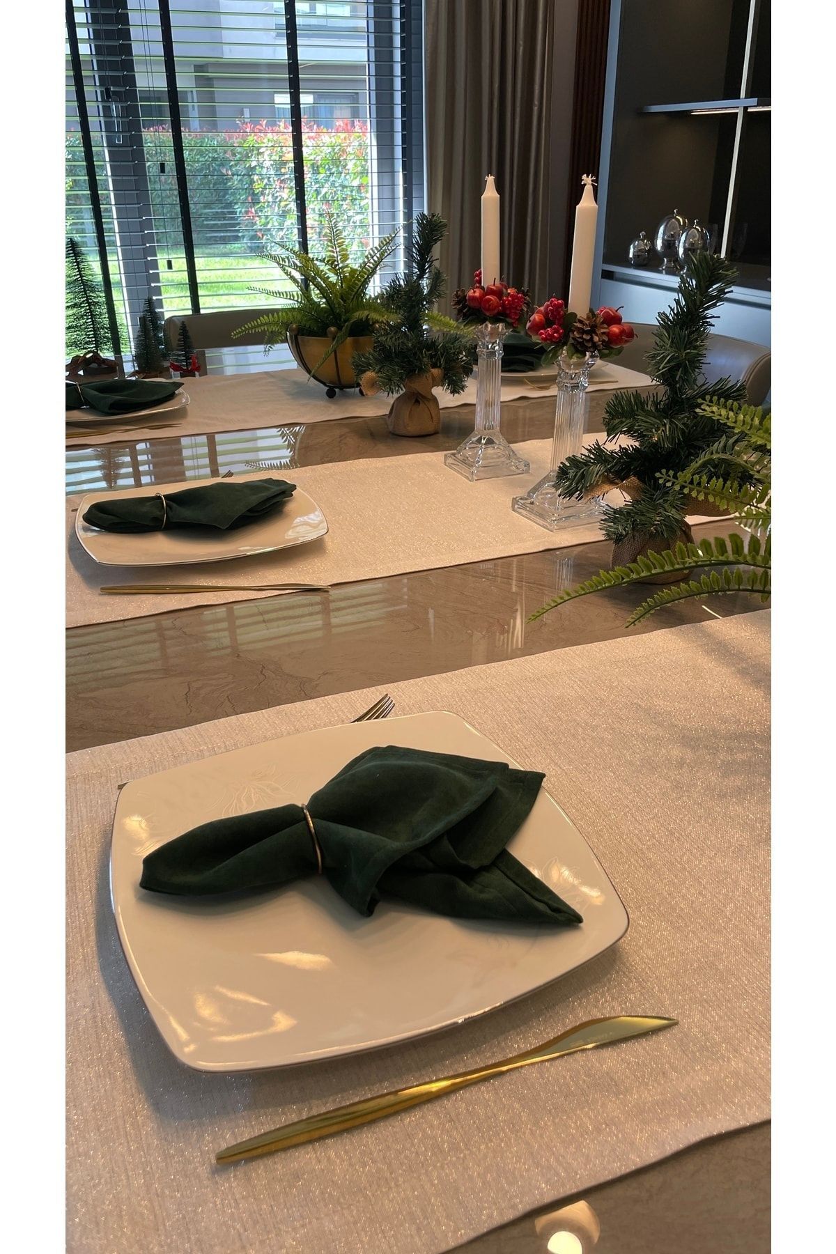 Dertsiz Gold Simli Ekru Runner