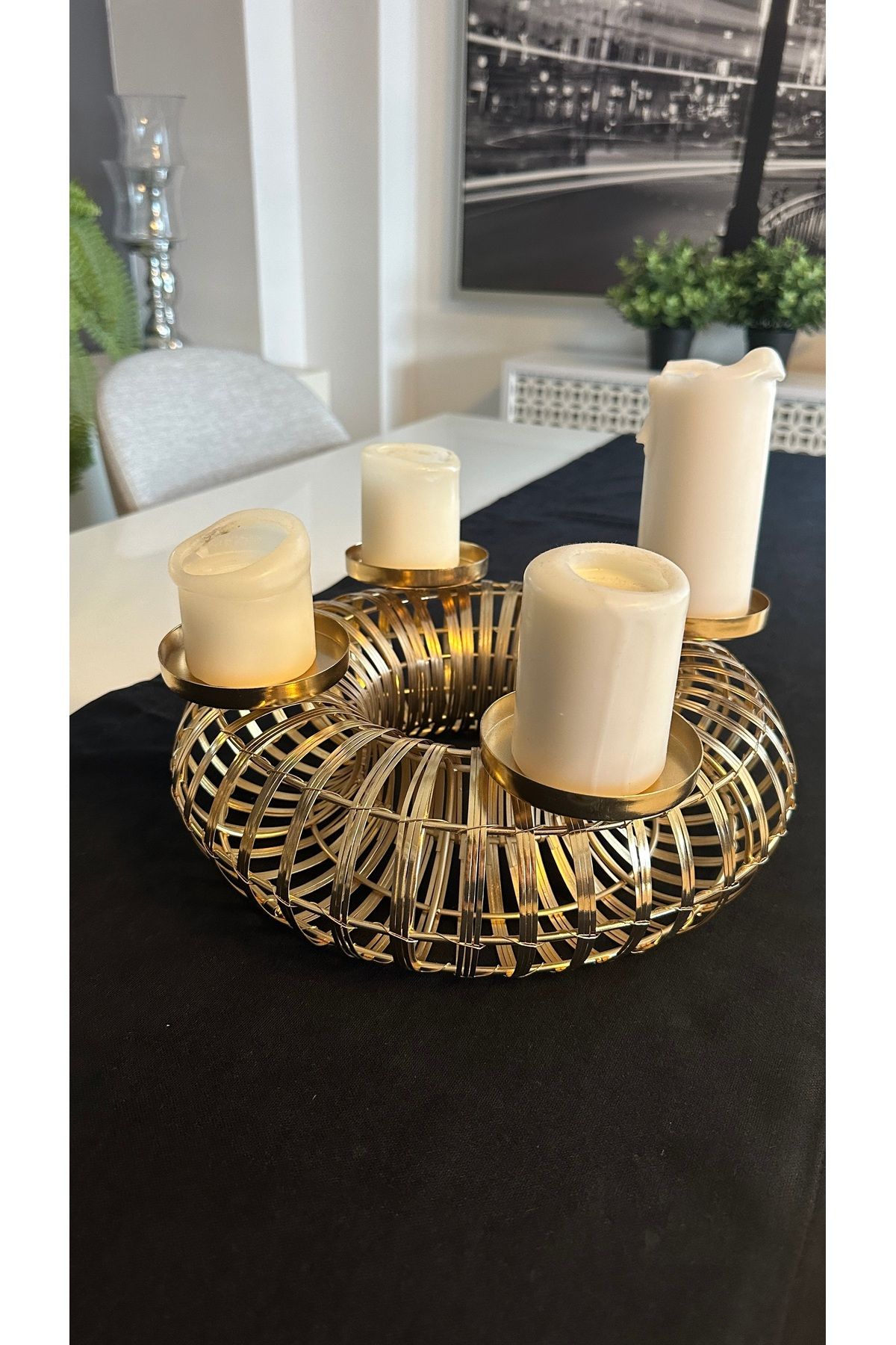 Gold Rengi Metal Dekoratif Mumluk (Mum Dahil Değildir )