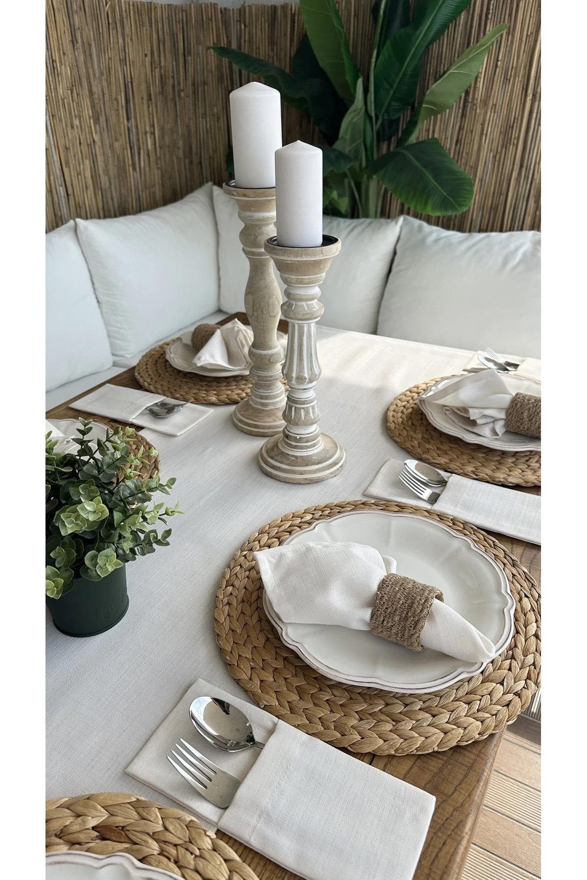 Keten Dokulu Ekru Runner