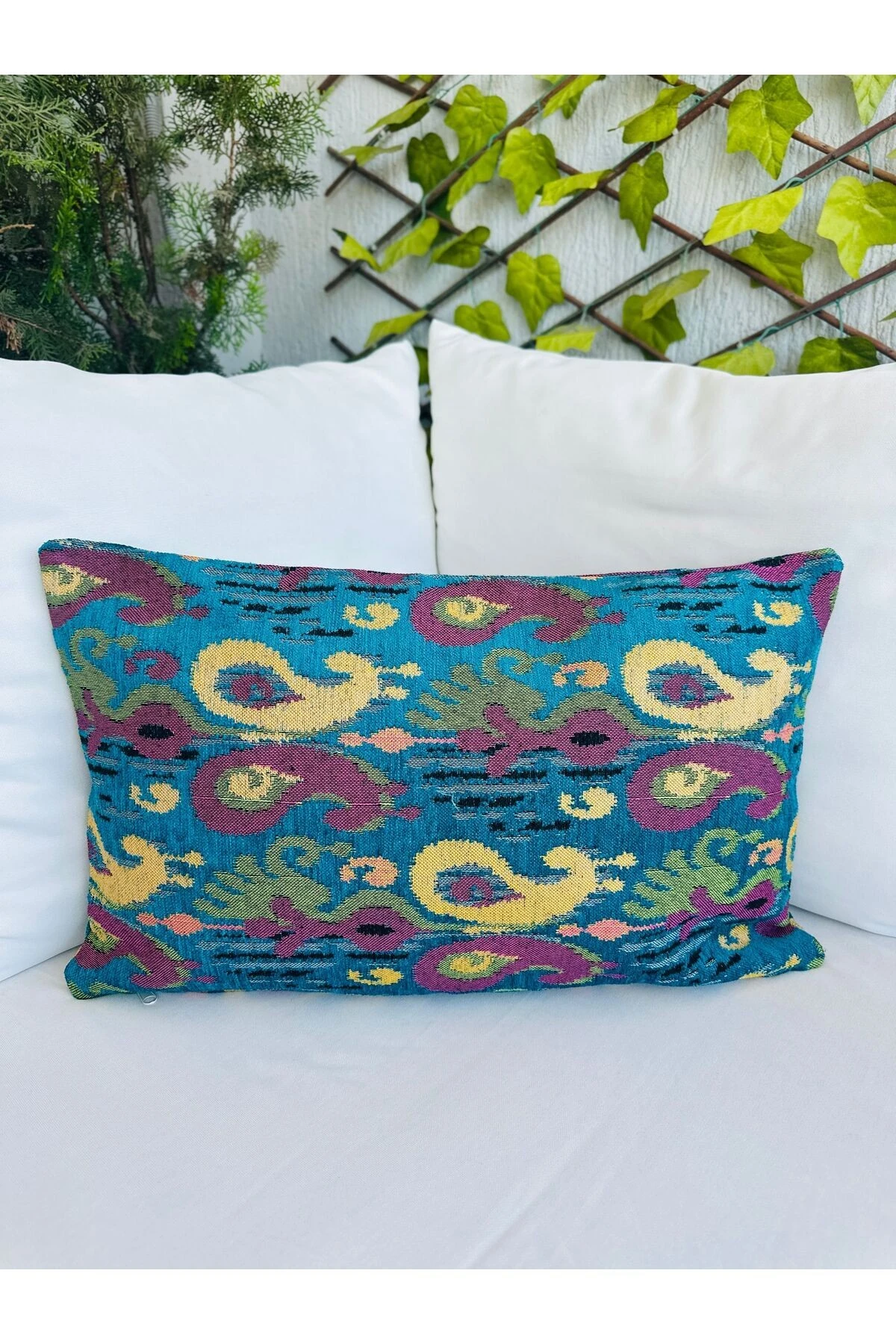 Dokuma Kumaş Yeşil Pembe Kırkent Kılıfı