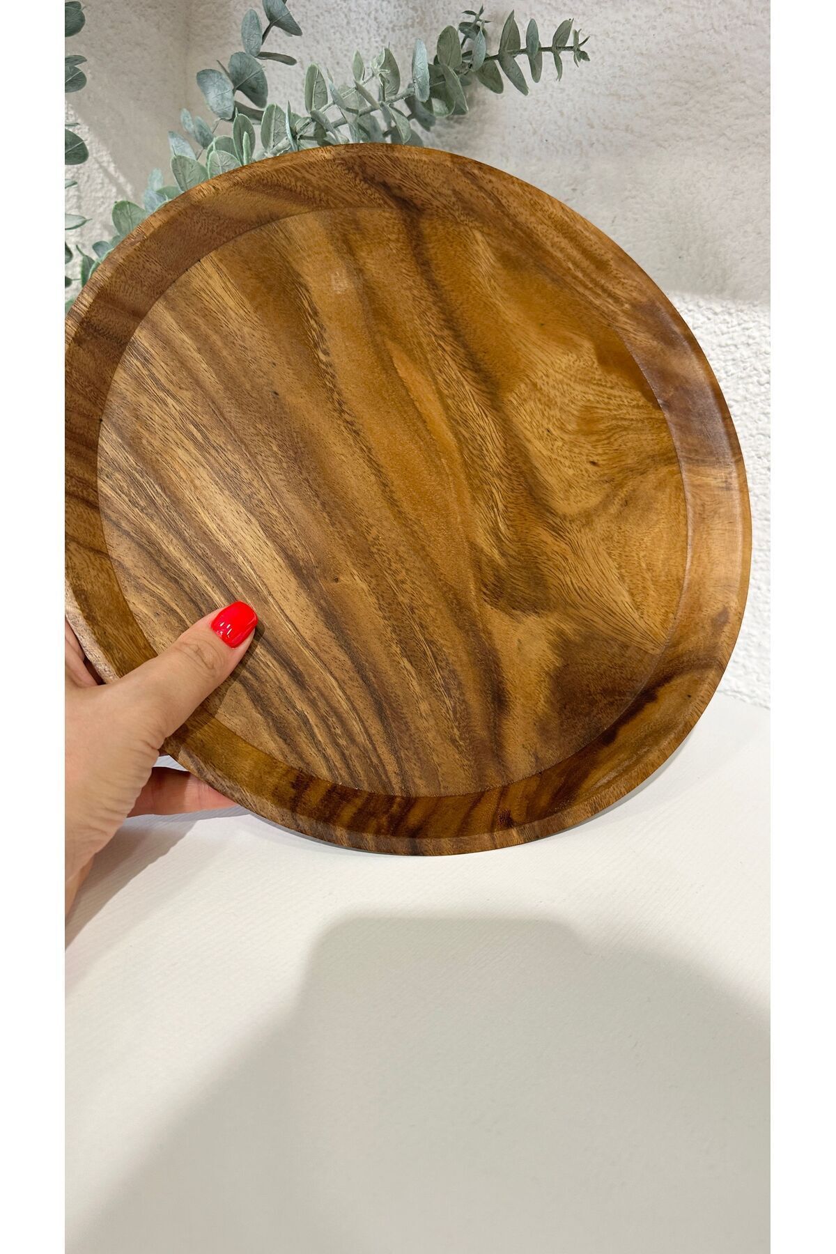 Akasya Ahşap Tepsi 30 Cm Çap