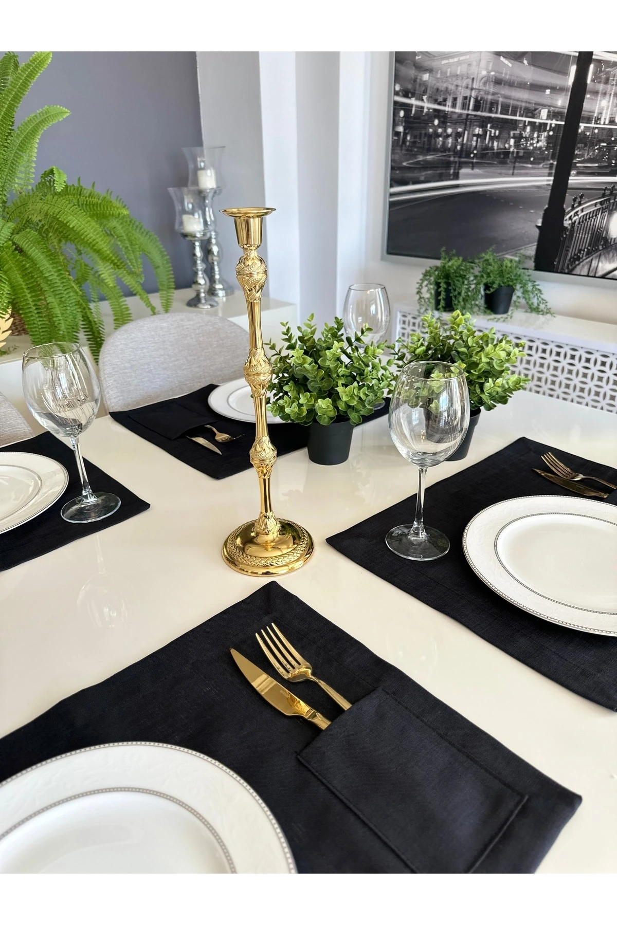 Altın Metal Uzun Şamdan Gold Şamdan