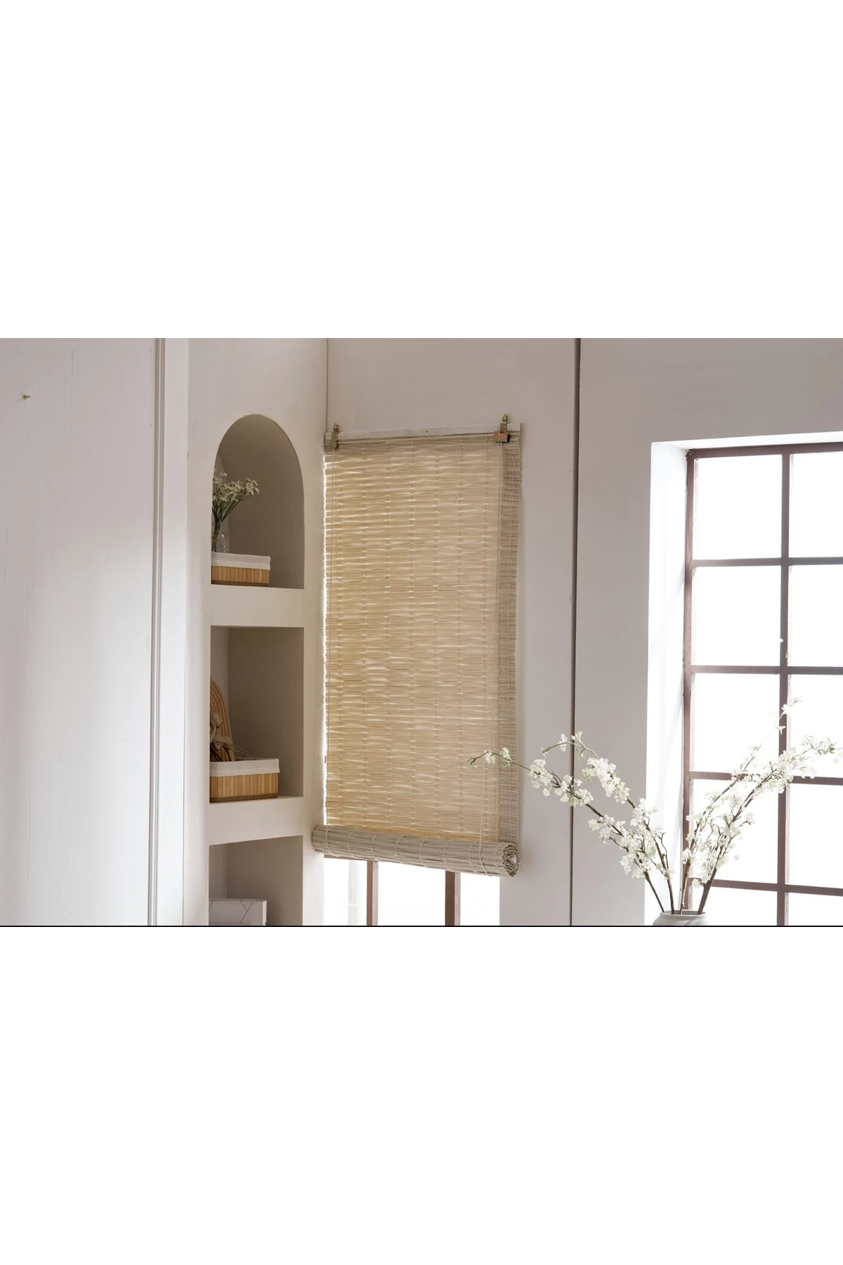 Ekru Rattan Stor Perde 80 x 180 cm