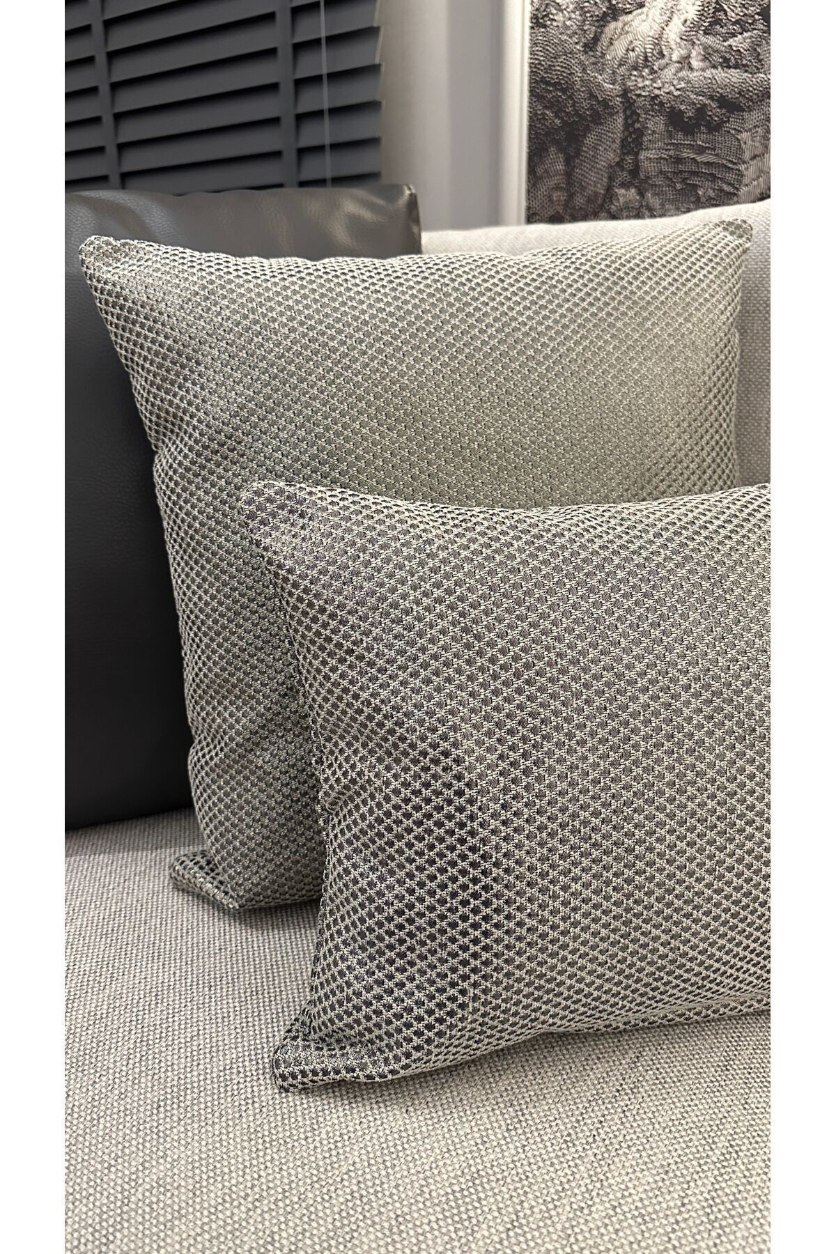 Platin, Gri Sedef Simli Salon Kırlent Kılıfı