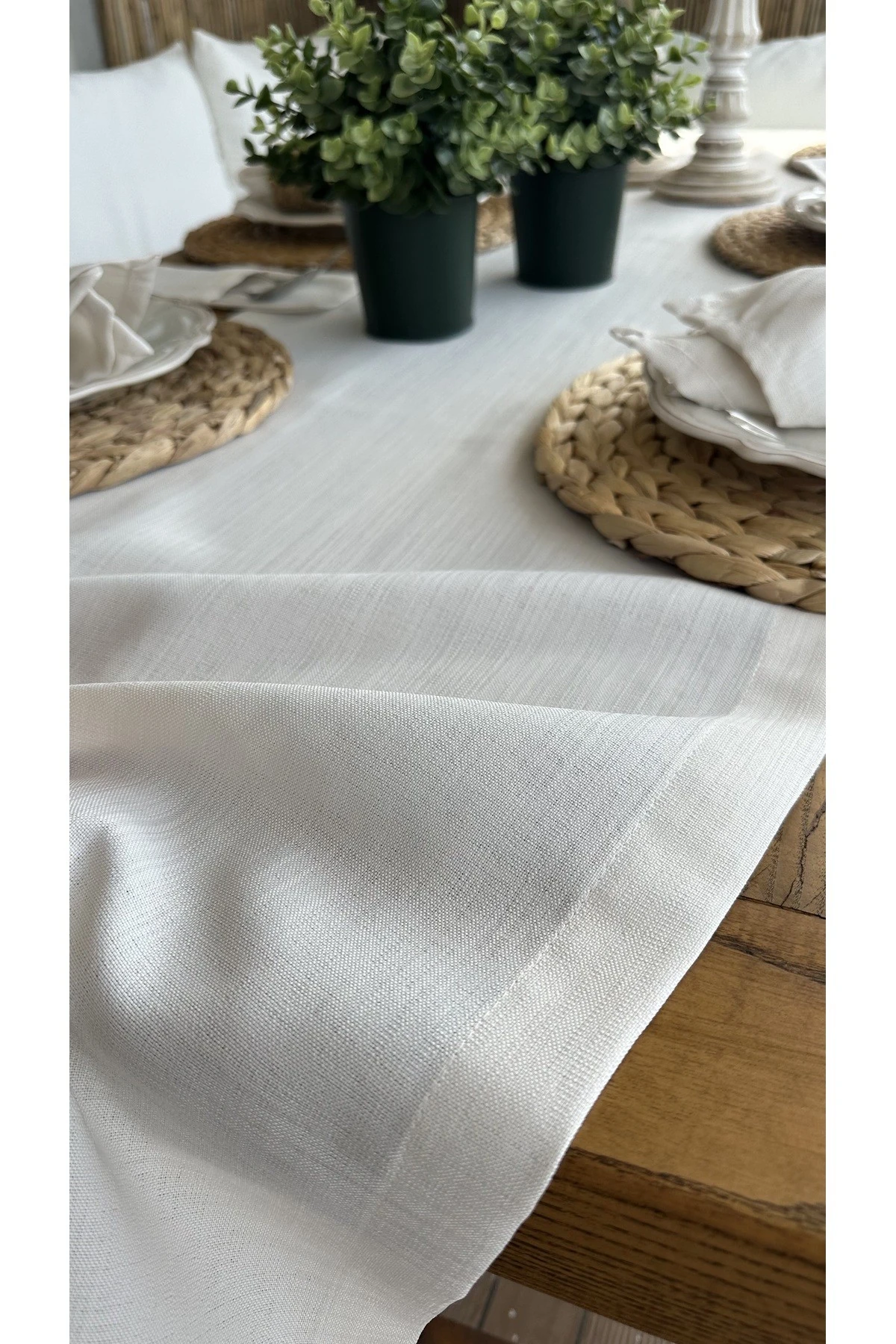 Keten Dokulu Ekru Runner
